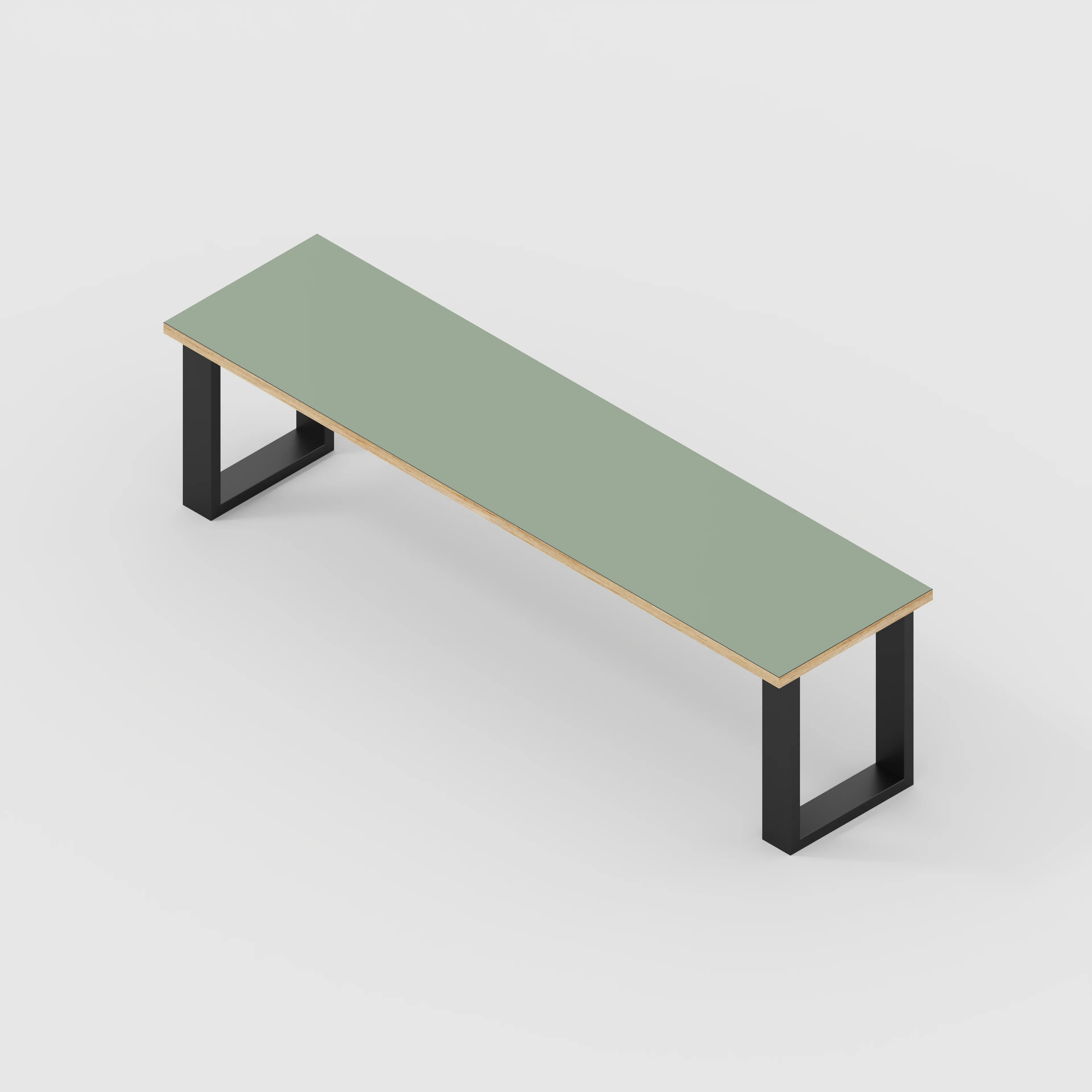 Plywood Bench Seat with Black Industrial Legs - Formica Green Slate - 1600(w) x 400(d) - Image 3