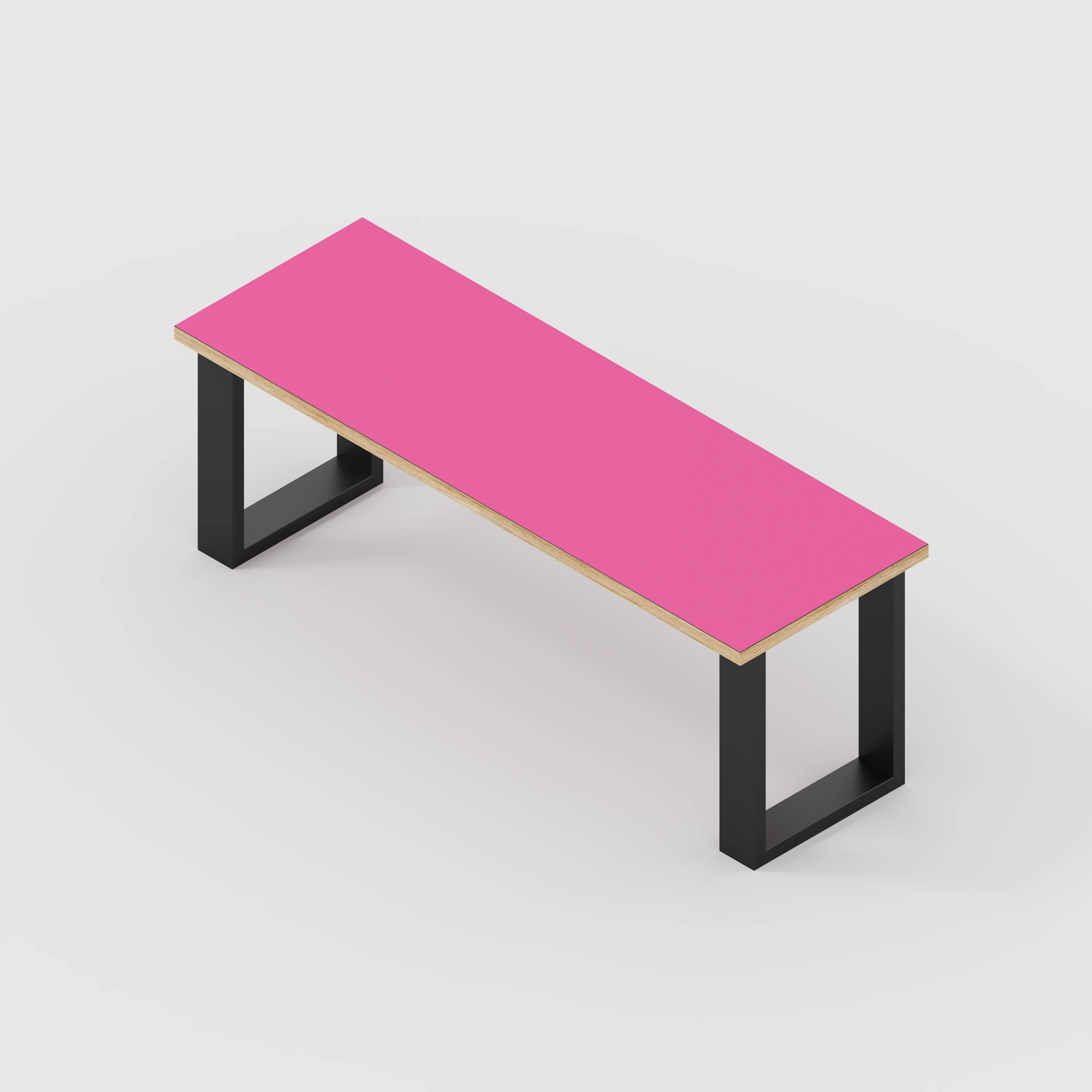 Plywood Bench Seat with Black Industrial Legs - Formica Juicy Pink - 1200(w) x 400(d) - Image 3