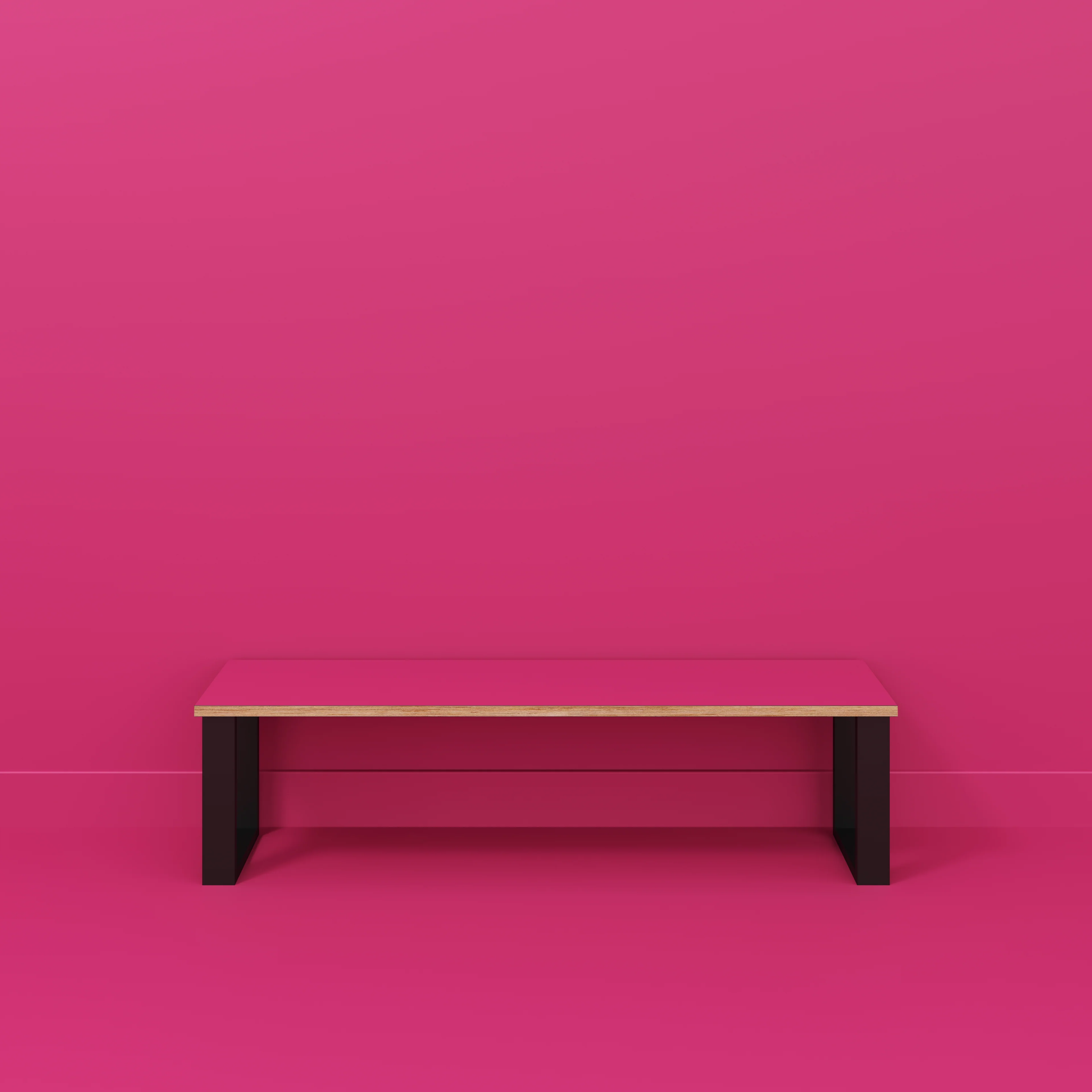 Plywood Bench Seat with Black Industrial Legs - Formica Juicy Pink - 1600(w) x 400(d) - Image 2