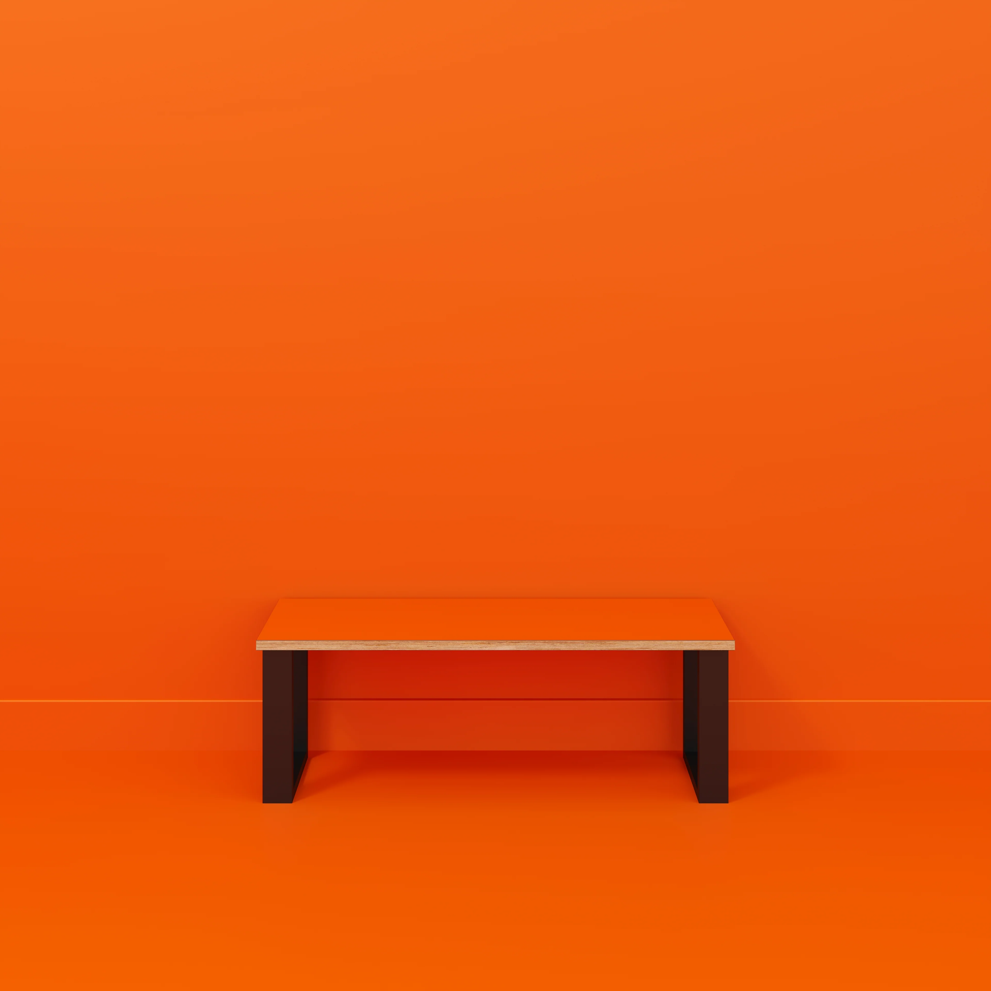 Plywood Bench Seat with Black Industrial Legs - Formica Levante Orange - 1200(w) x 400(d) - Image 2