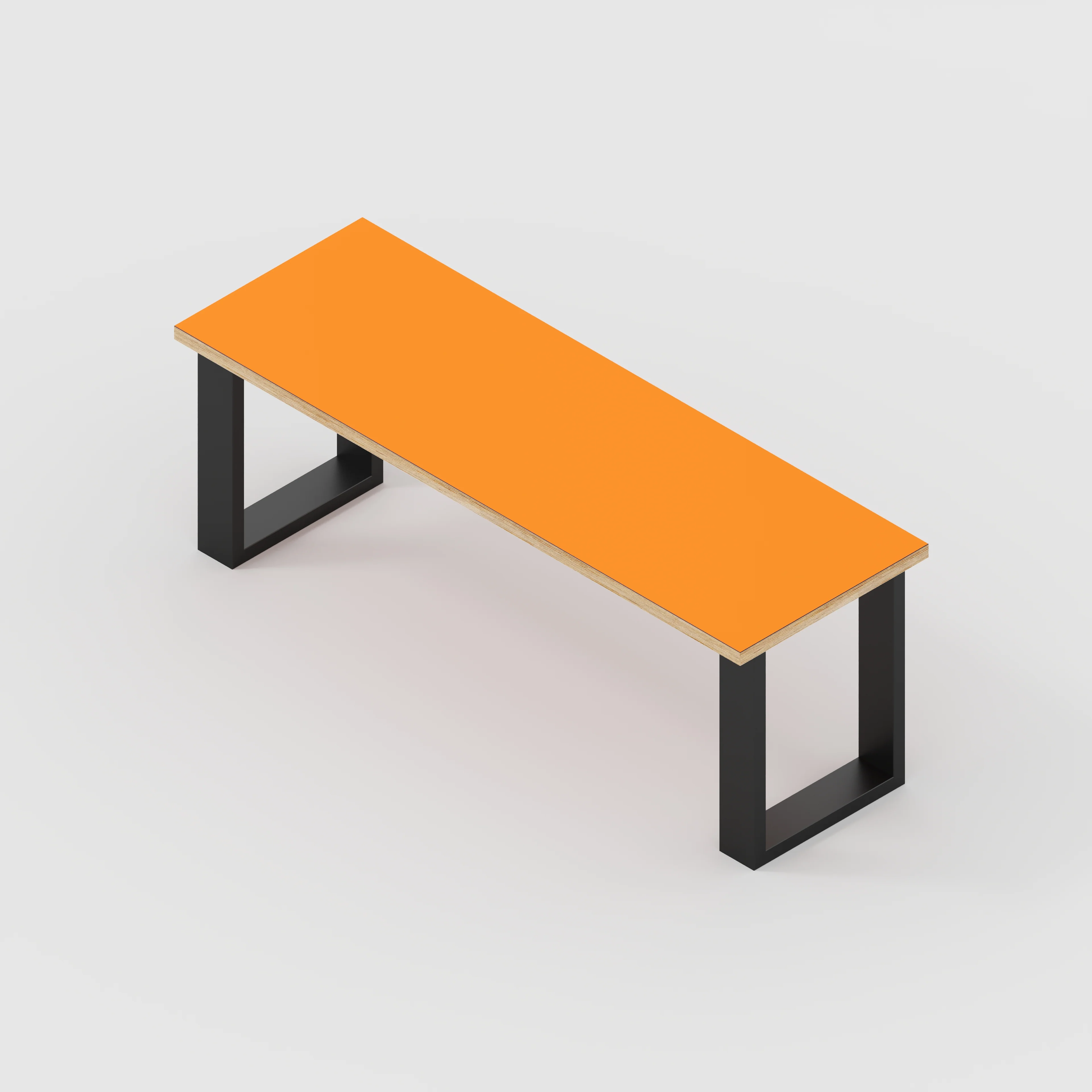 Plywood Bench Seat with Black Industrial Legs - Formica Levante Orange - 1200(w) x 400(d) - Image 3