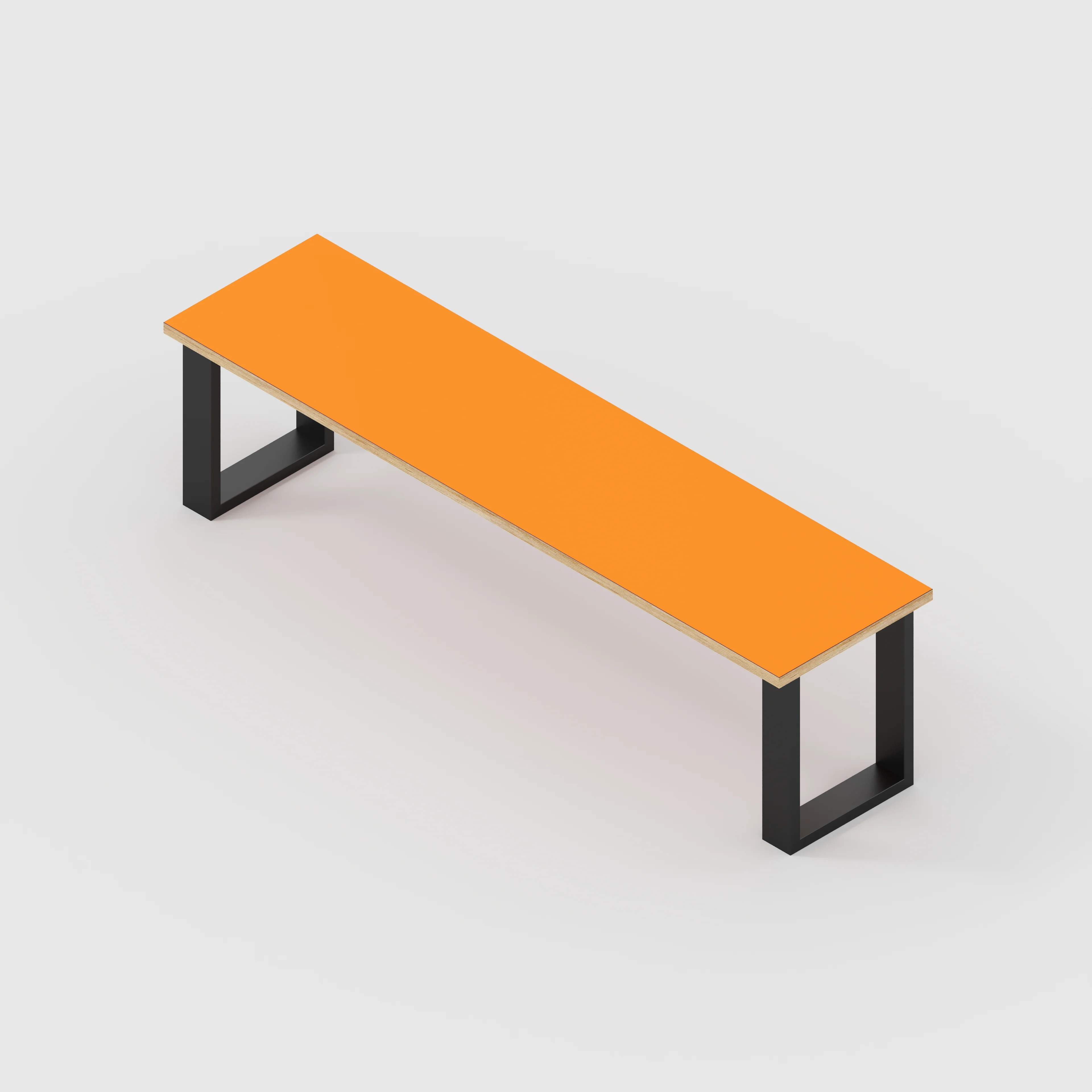 Plywood Bench Seat with Black Industrial Legs - Formica Levante Orange - 1600(w) x 400(d) - Image 3