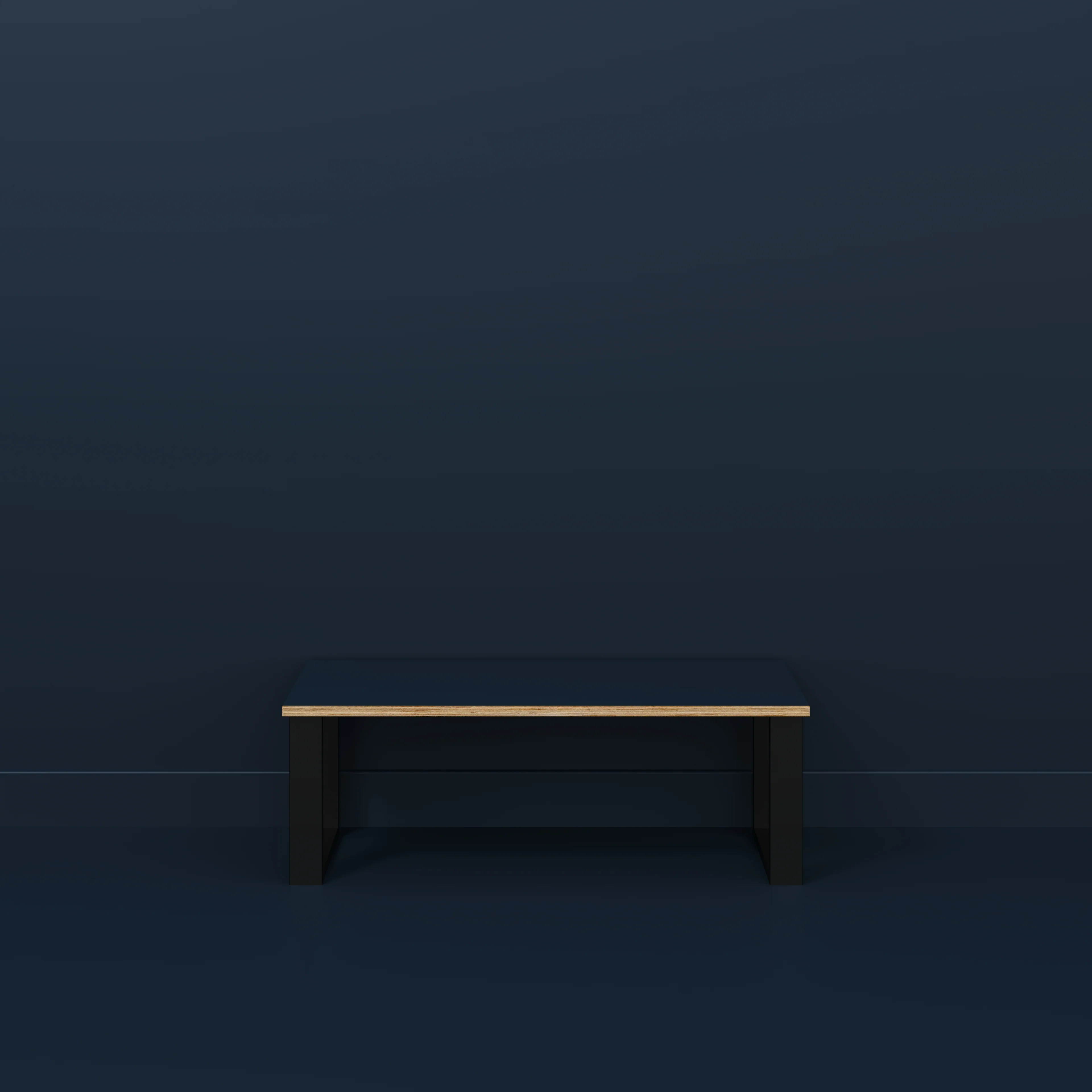 Plywood Bench Seat with Black Industrial Legs - Formica Night Sea Blue - 1200(w) x 400(d) - Image 2