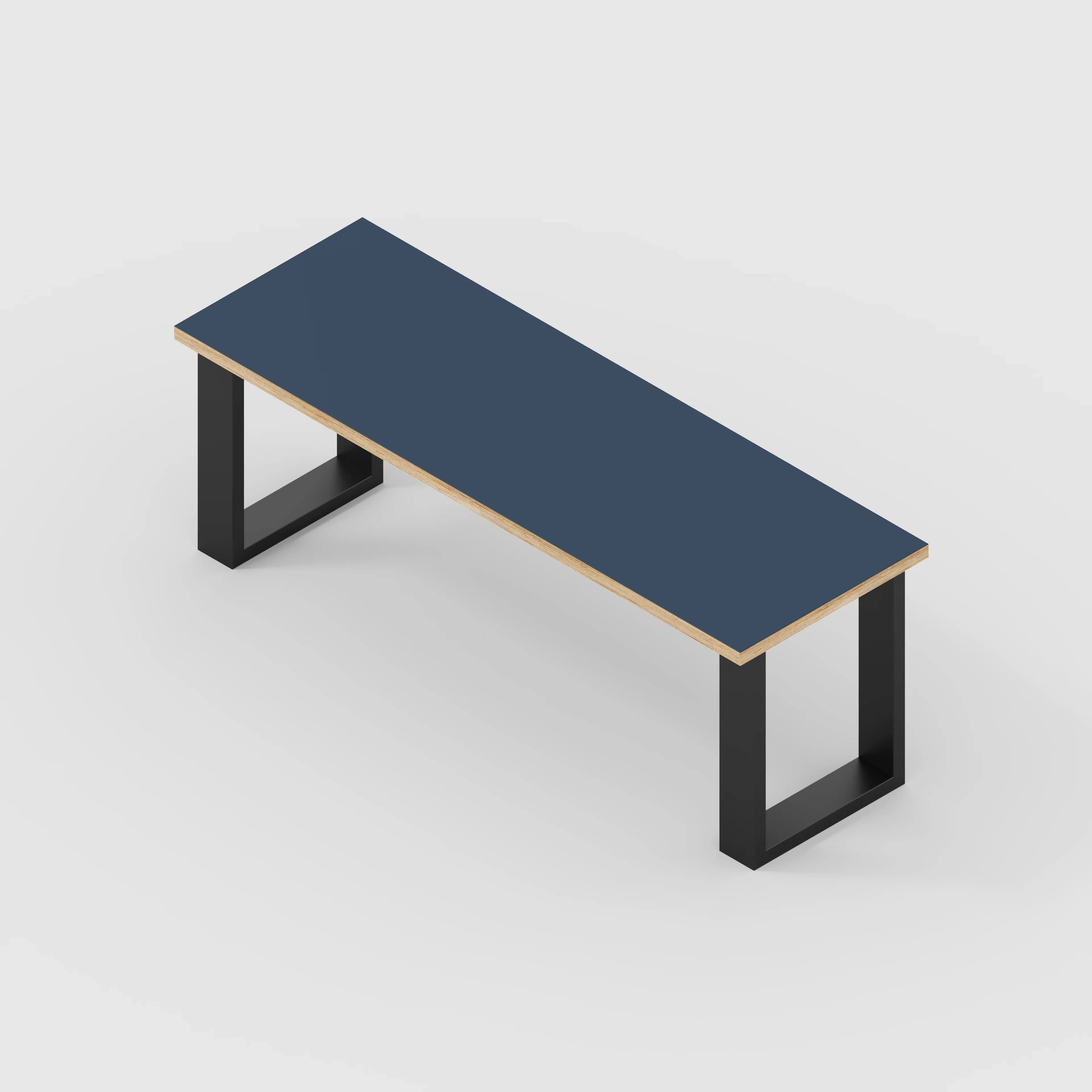 Plywood Bench Seat with Black Industrial Legs - Formica Night Sea Blue - 1200(w) x 400(d) - Image 3