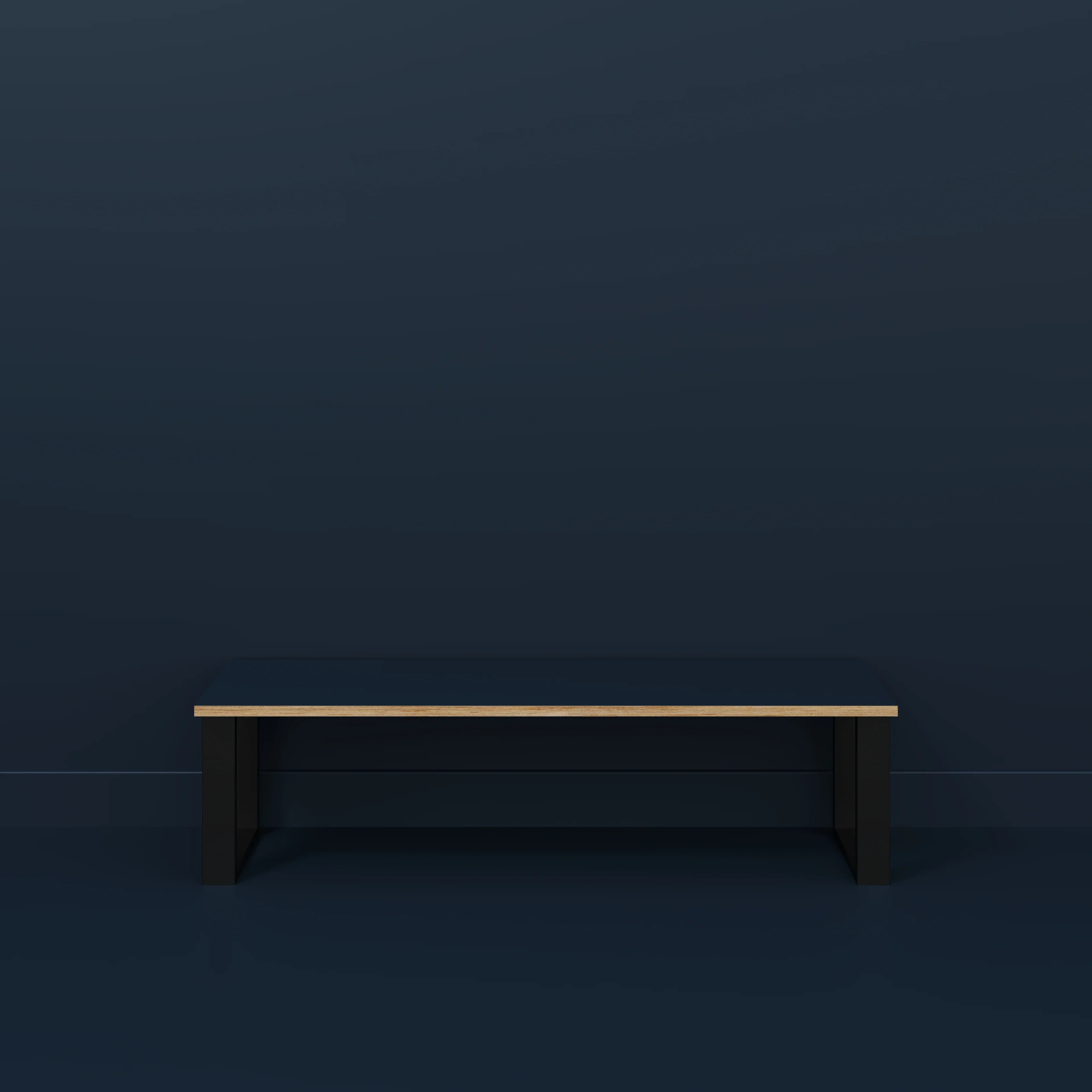Plywood Bench Seat with Black Industrial Legs - Formica Night Sea Blue - 1600(w) x 400(d) - Image 2
