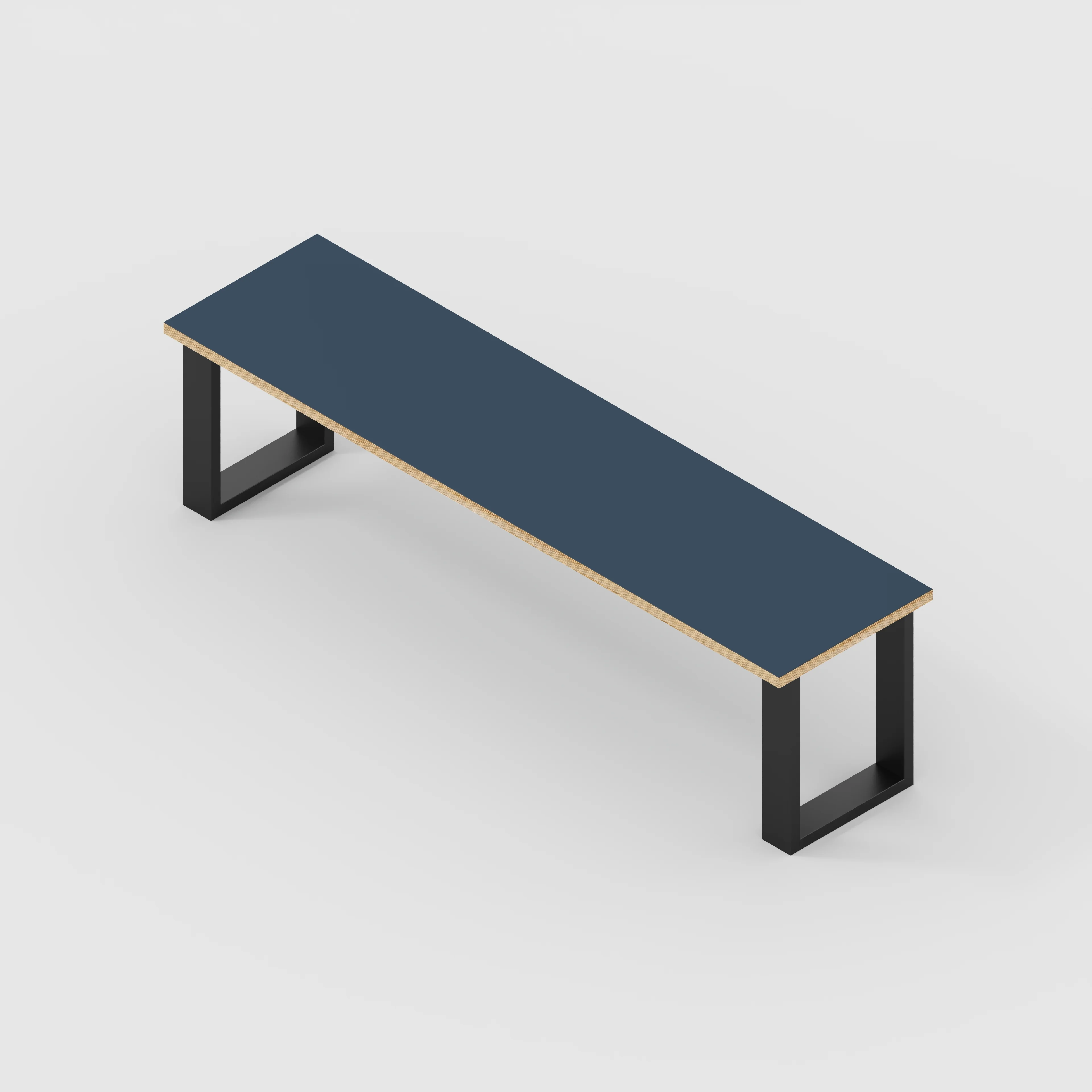 Plywood Bench Seat with Black Industrial Legs - Formica Night Sea Blue - 1600(w) x 400(d) - Image 3