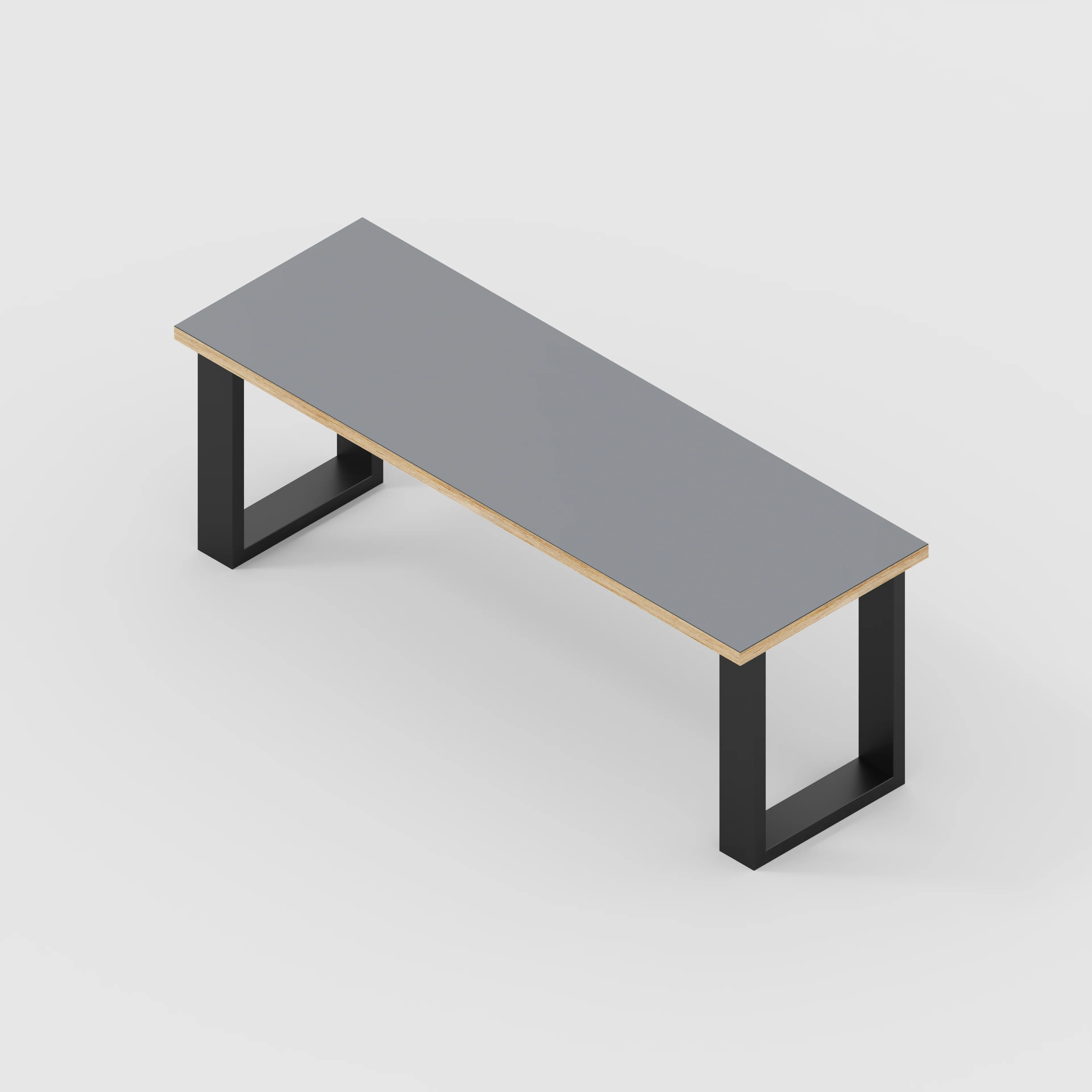 Plywood Bench Seat with Black Industrial Legs - Formica Tornado Grey - 1200(w) x 400(d) - Image 3