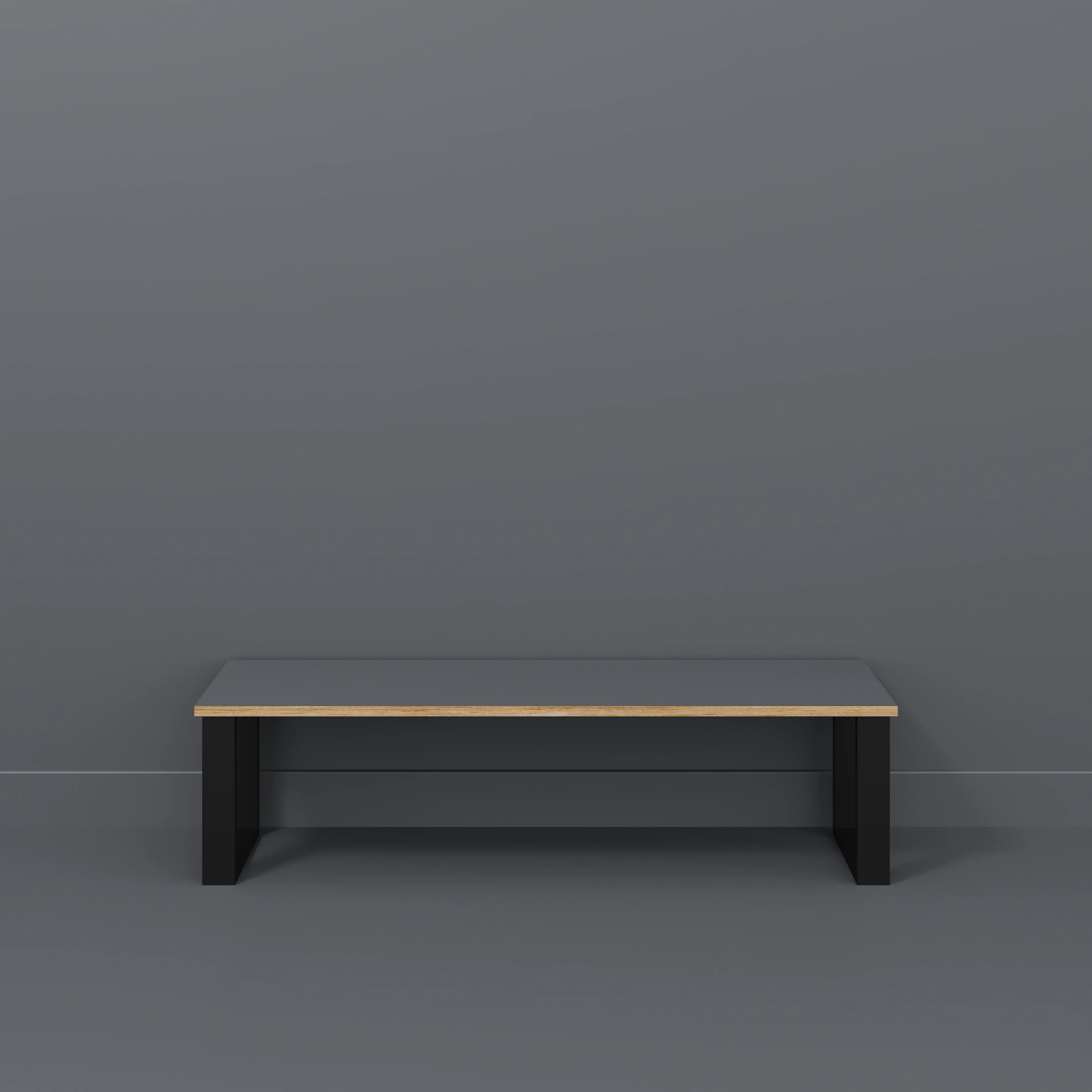 Plywood Bench Seat with Black Industrial Legs - Formica Tornado Grey - 1600(w) x 400(d) - Image 2