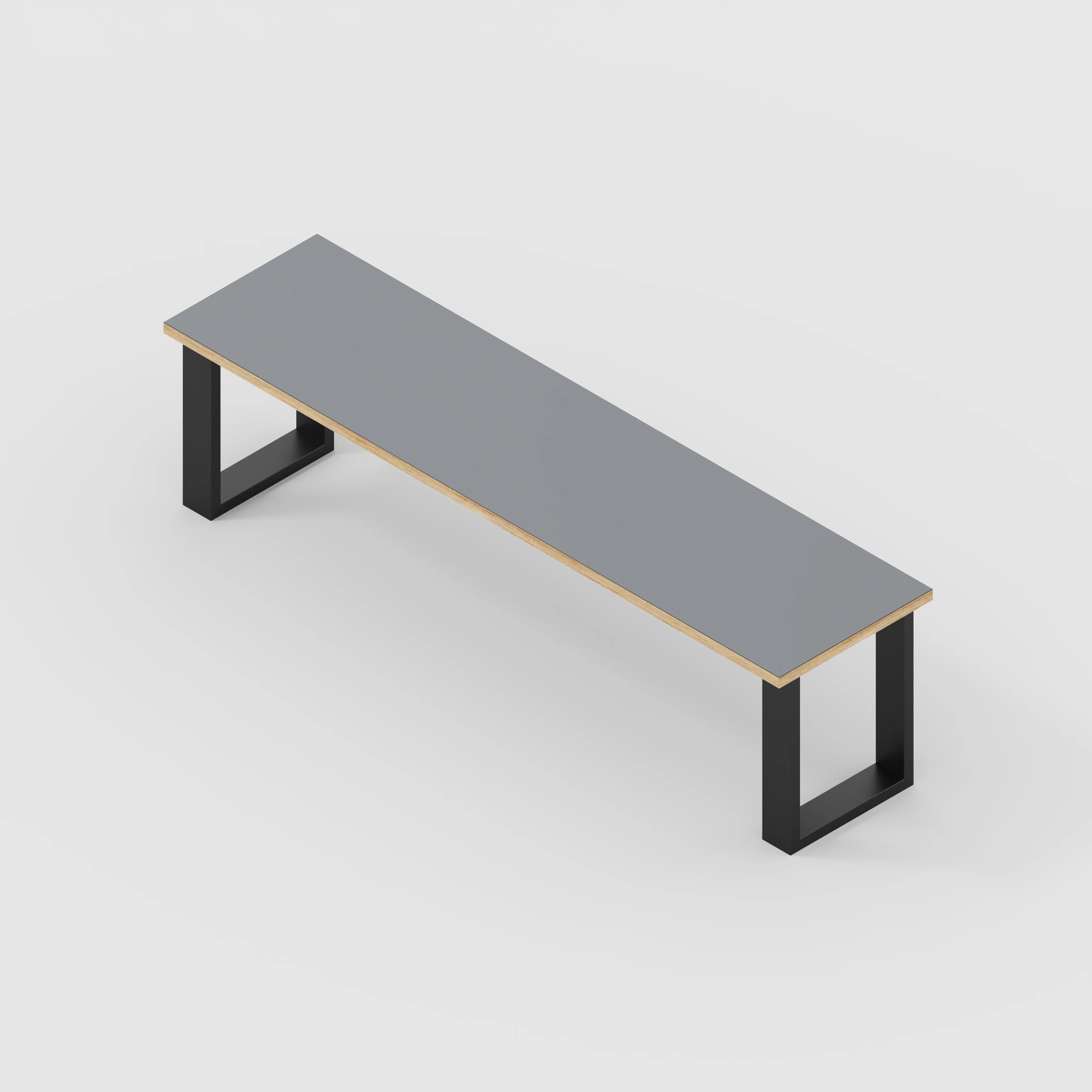 Plywood Bench Seat with Black Industrial Legs - Formica Tornado Grey - 1600(w) x 400(d) - Image 3