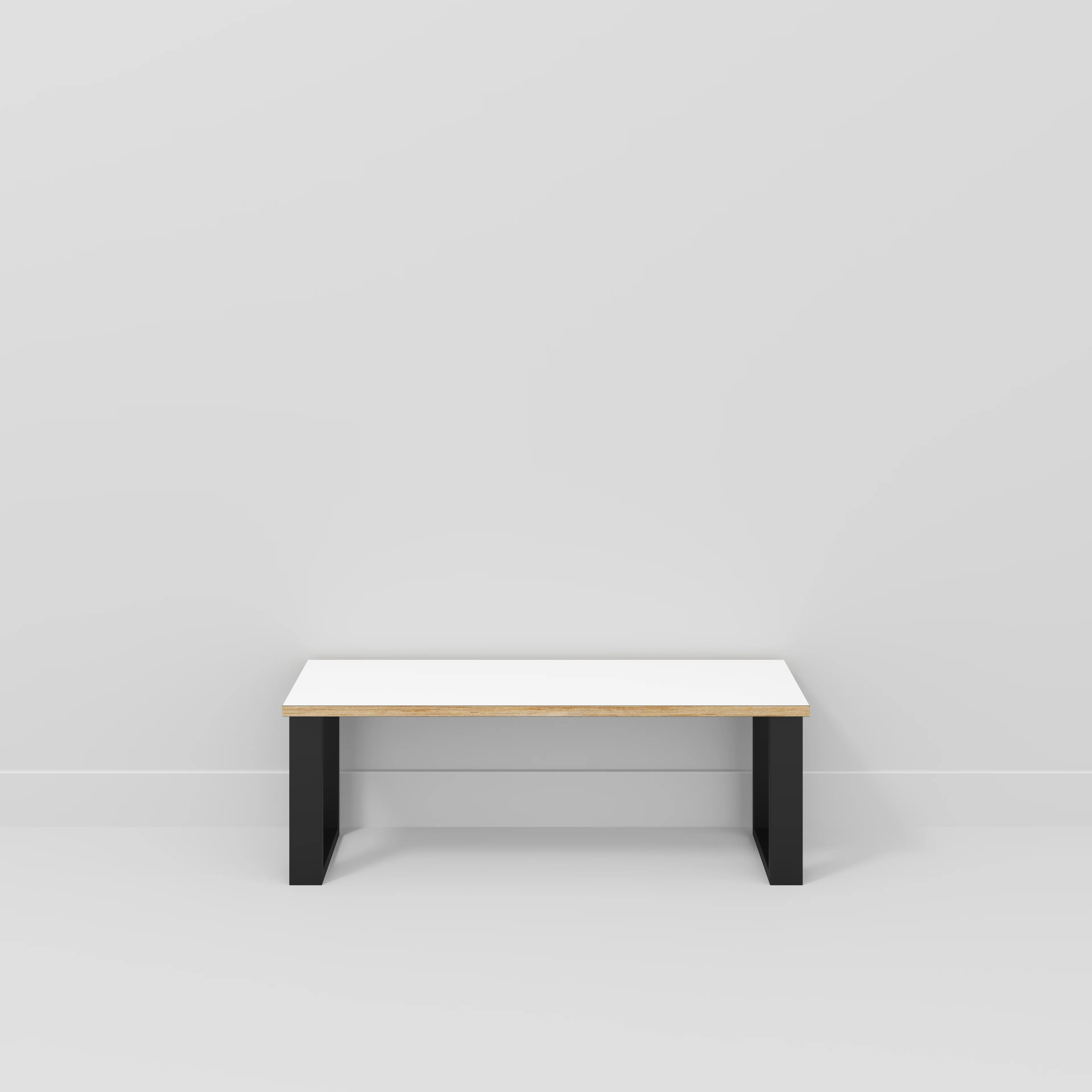 Plywood Bench Seat with Black Industrial Legs - Formica White - 1200(w) x 400(d) - Image 2