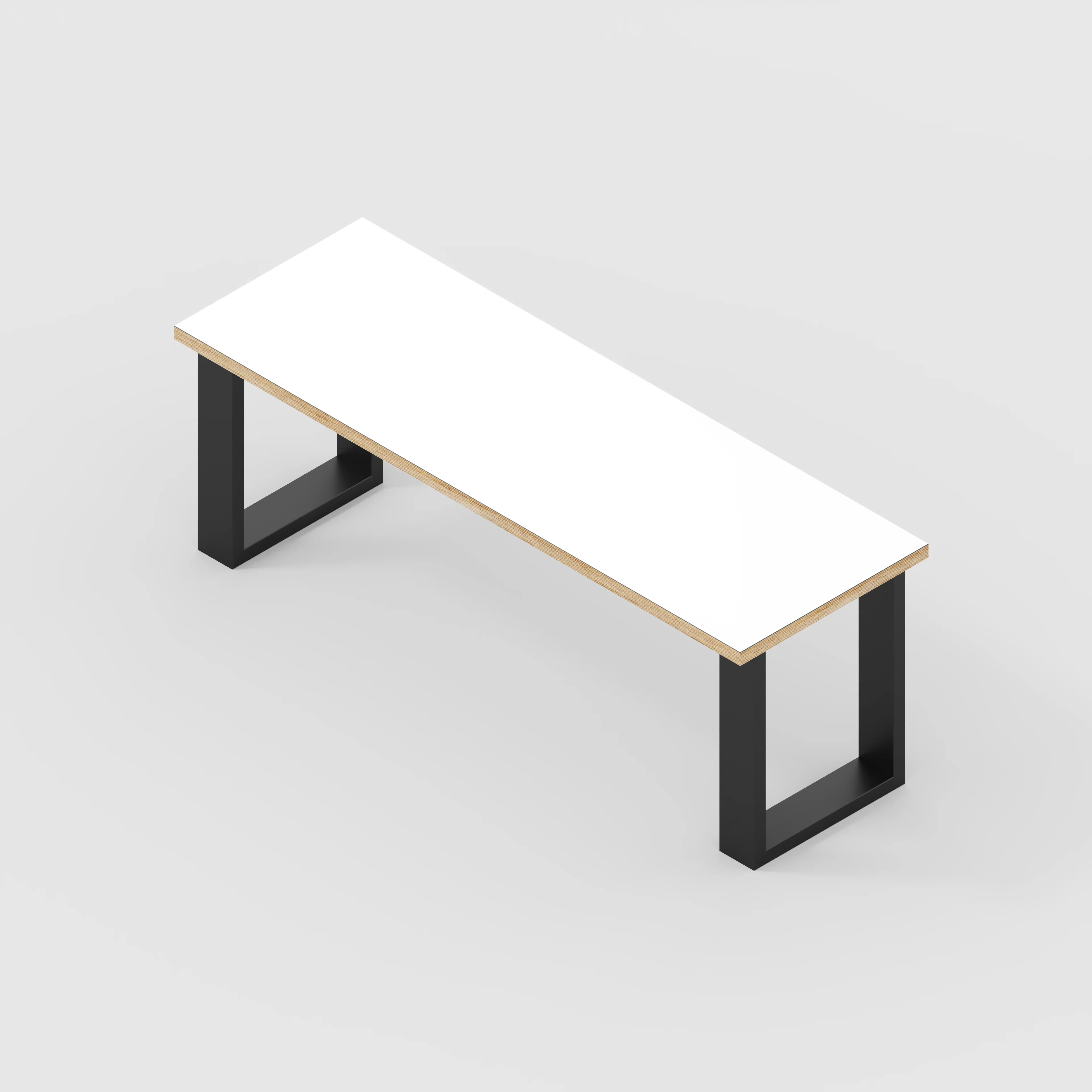 Plywood Bench Seat with Black Industrial Legs - Formica White - 1200(w) x 400(d) - Image 3