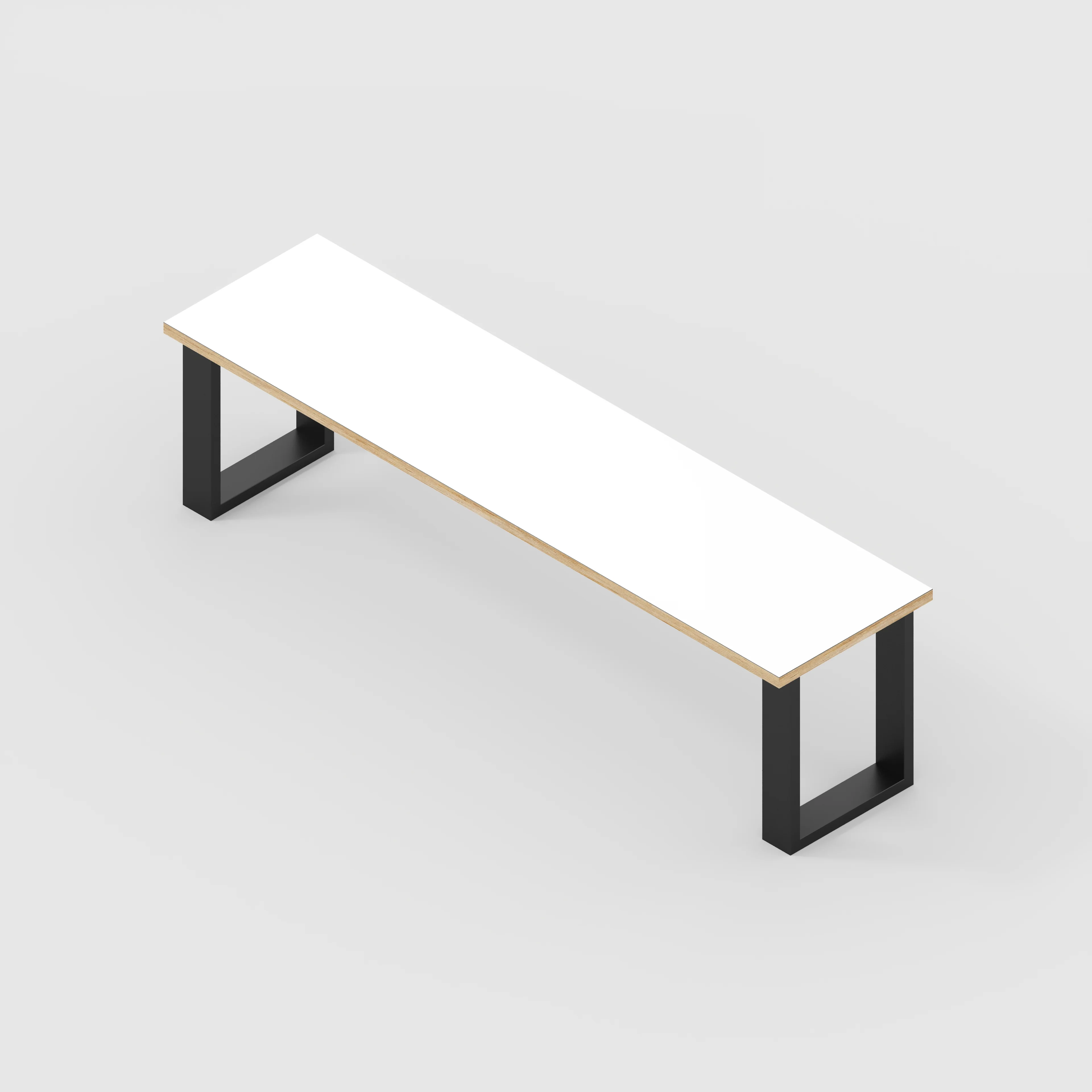 Plywood Bench Seat with Black Industrial Legs - Formica White - 1600(w) x 400(d) - Image 3
