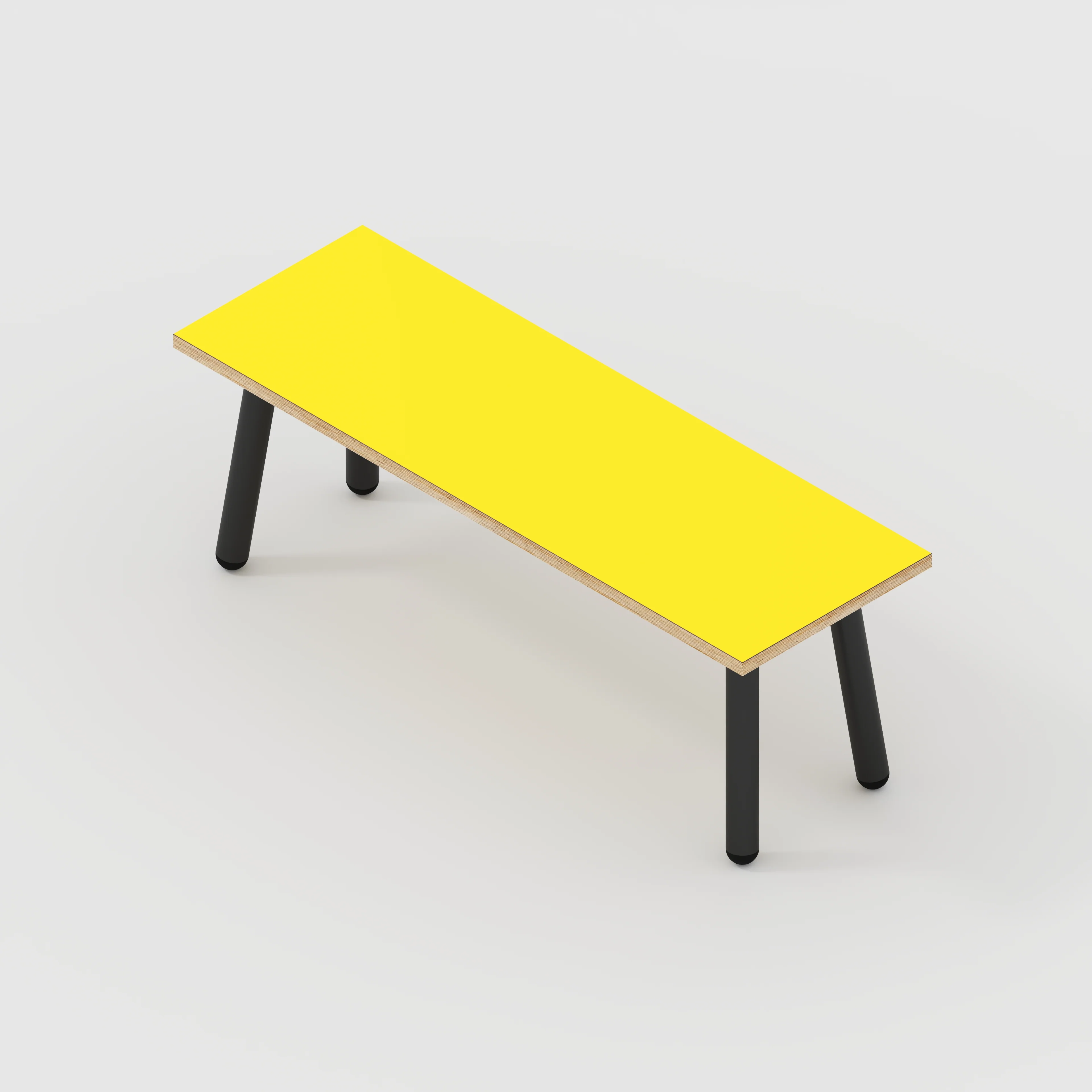 Plywood Bench Seat with Black Round Single Pin Legs - Formica Chrome Yellow - 1200(w) x 400(d) - Image 3