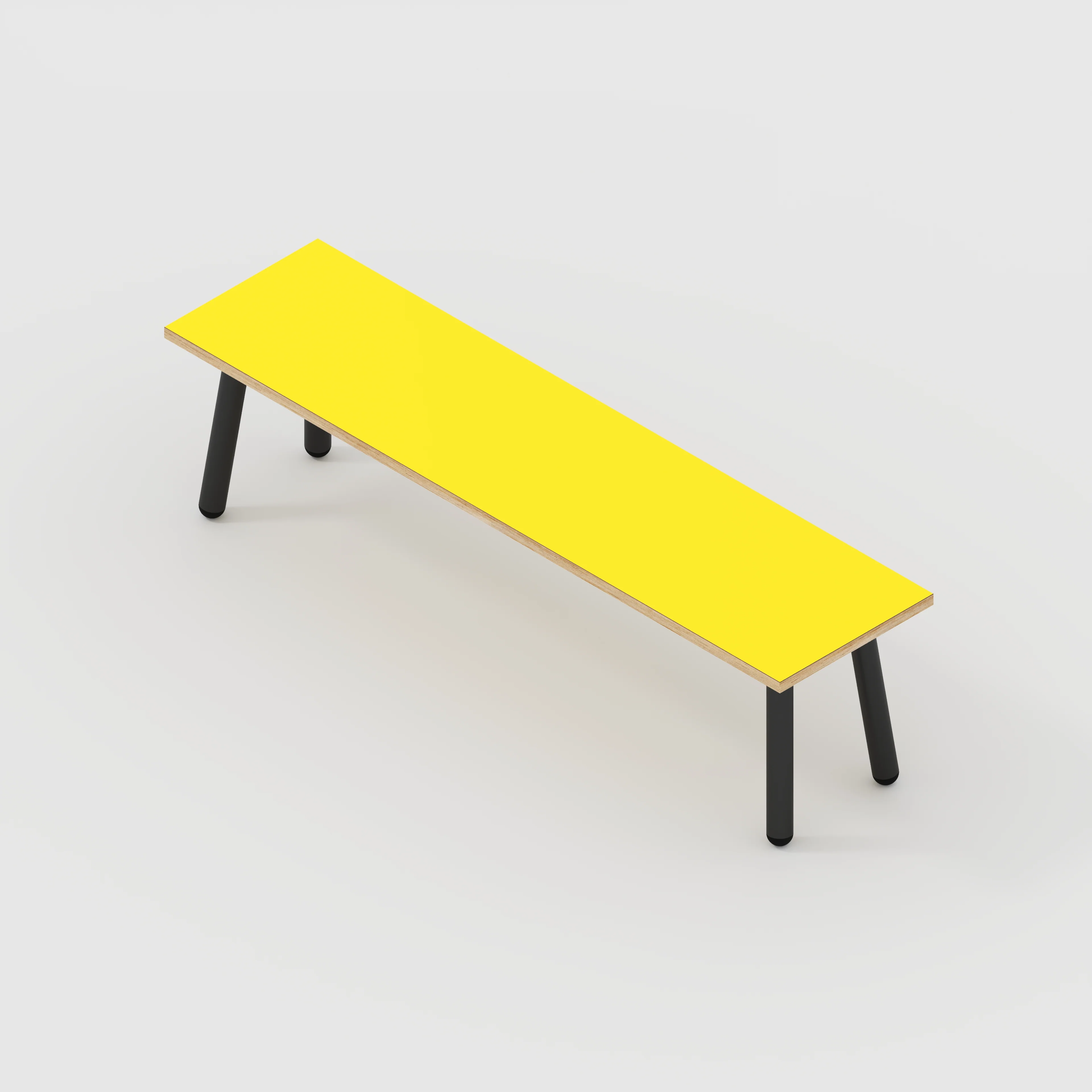 Plywood Bench Seat with Black Round Single Pin Legs - Formica Chrome Yellow - 1600(w) x 400(d) - Image 3