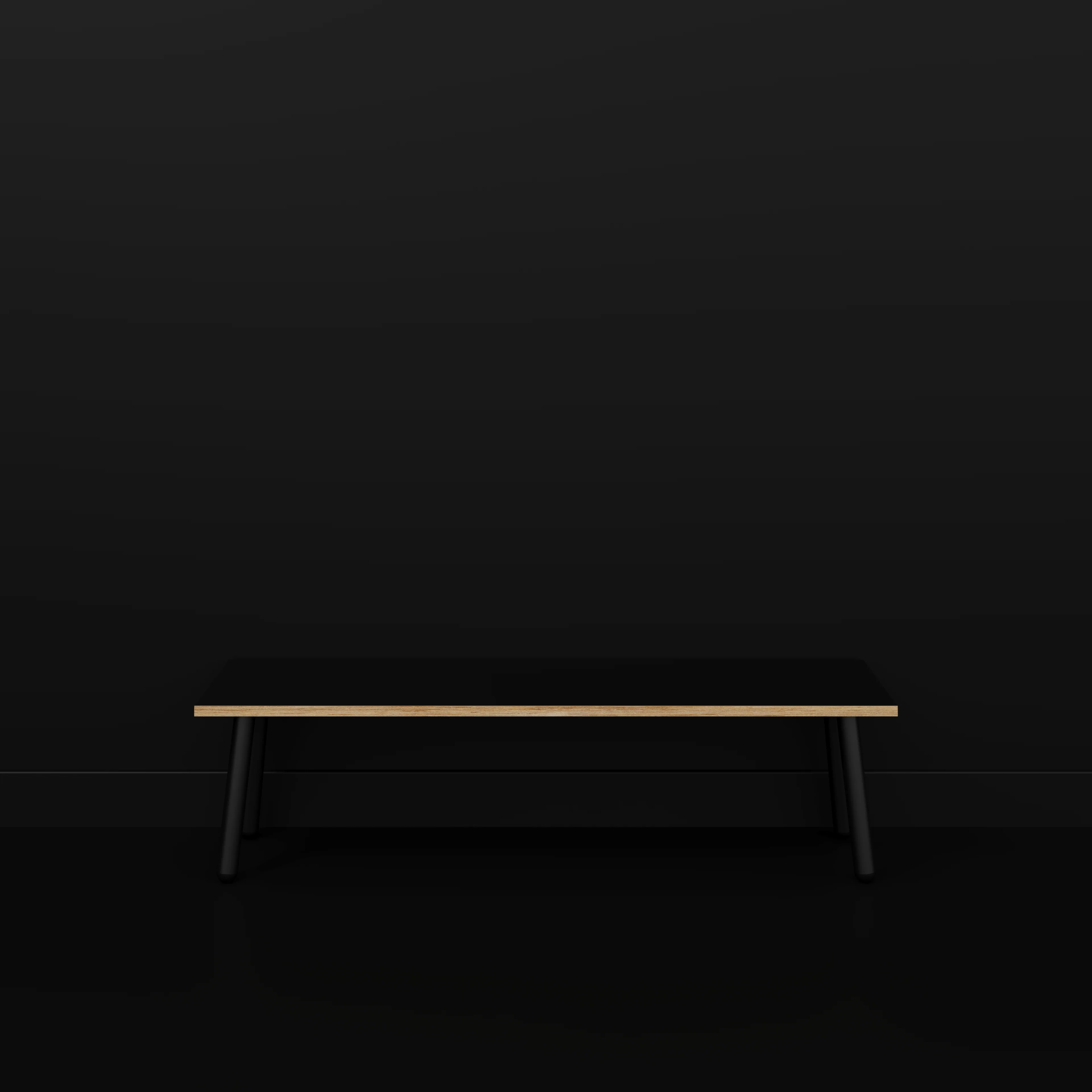 Plywood Bench Seat with Black Round Single Pin Legs - Formica Diamond Black - 1600(w) x 400(d) - Image 2