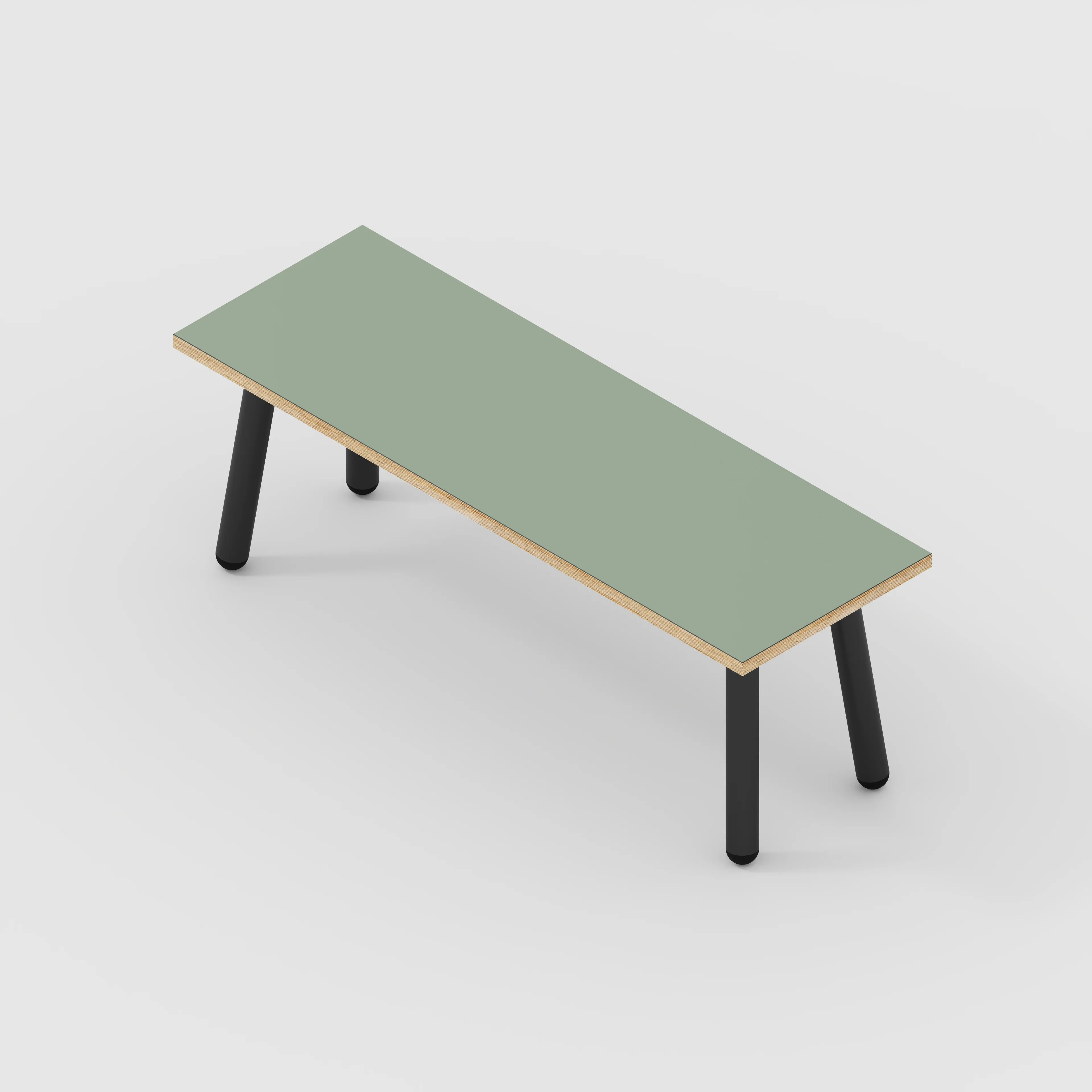 Plywood Bench Seat with Black Round Single Pin Legs - Formica Green Slate - 1200(w) x 400(d) - Image 3