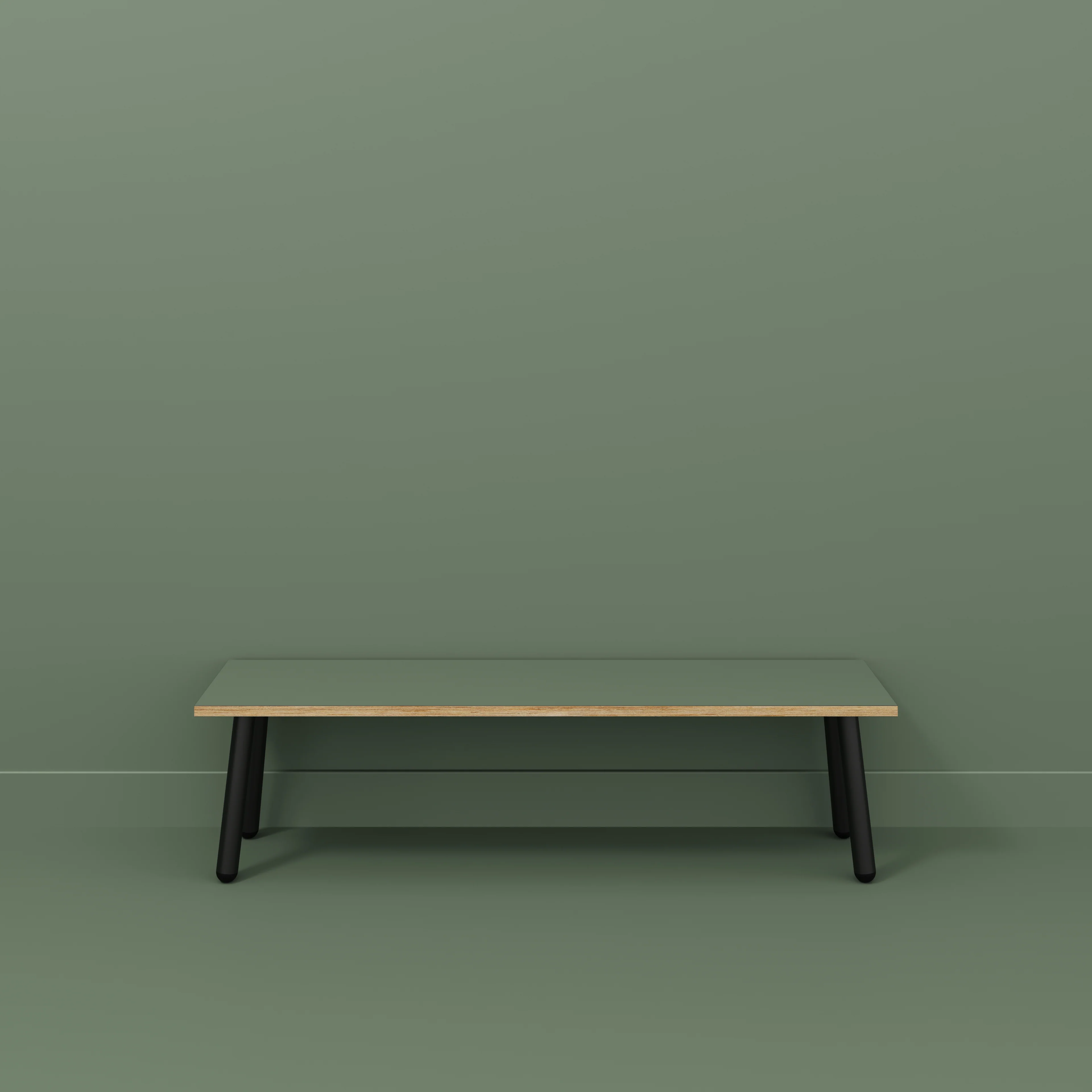 Plywood Bench Seat with Black Round Single Pin Legs - Formica Green Slate - 1600(w) x 400(d) - Image 2