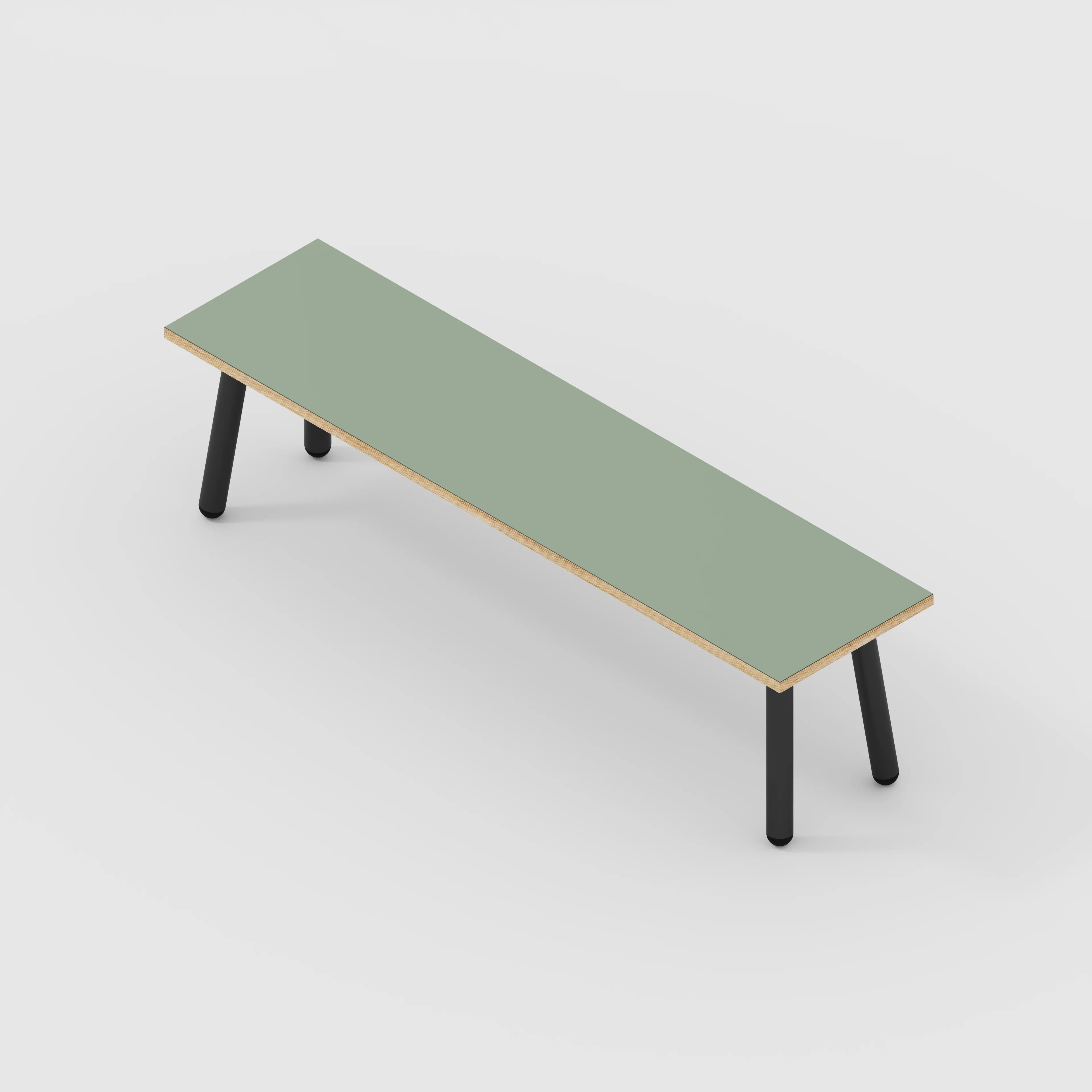 Plywood Bench Seat with Black Round Single Pin Legs - Formica Green Slate - 1600(w) x 400(d) - Image 3