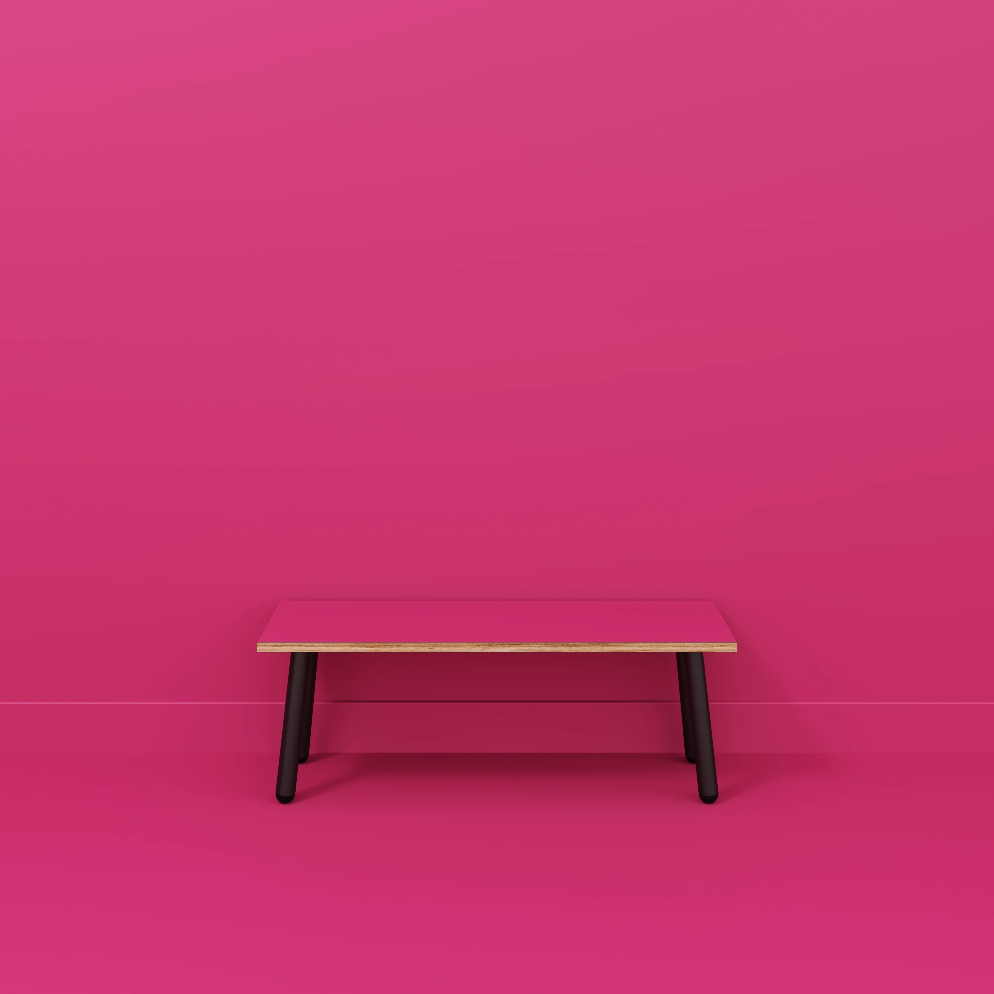 Plywood Bench Seat with Black Round Single Pin Legs - Formica Juicy Pink - 1200(w) x 400(d) - Image 2