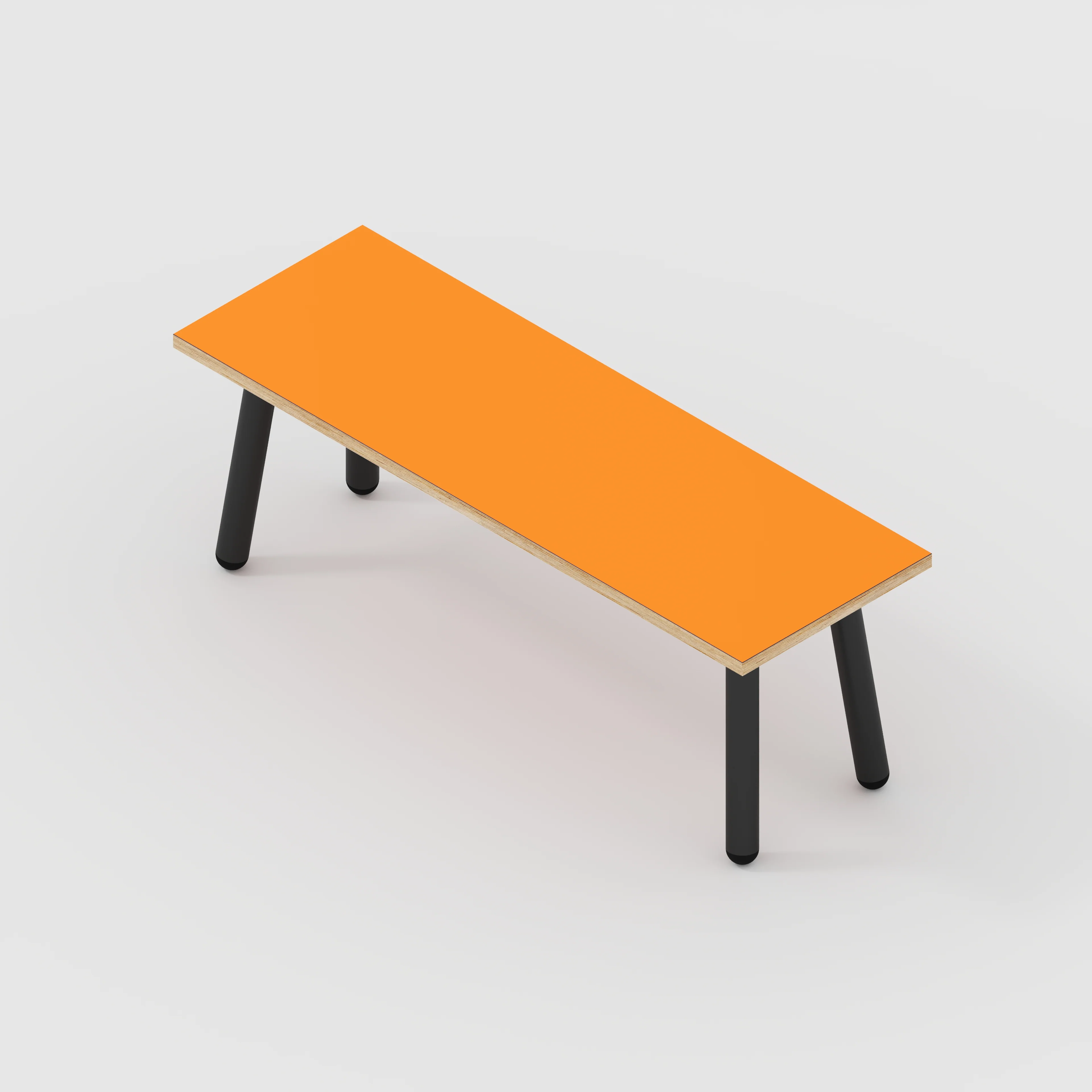 Plywood Bench Seat with Black Round Single Pin Legs - Formica Levante Orange - 1200(w) x 400(d) - Image 3