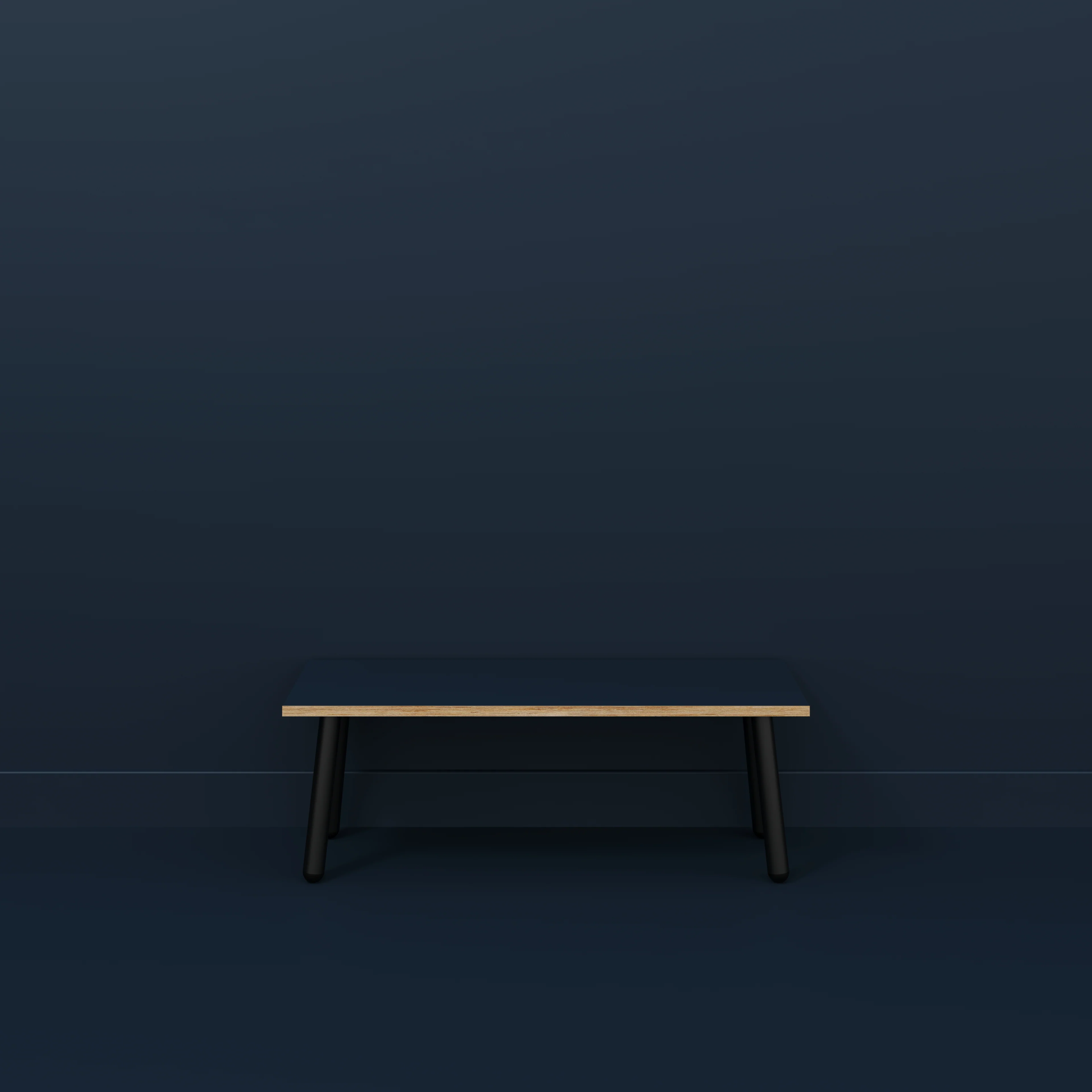 Plywood Bench Seat with Black Round Single Pin Legs - Formica Night Sea Blue - 1200(w) x 400(d) - Image 2