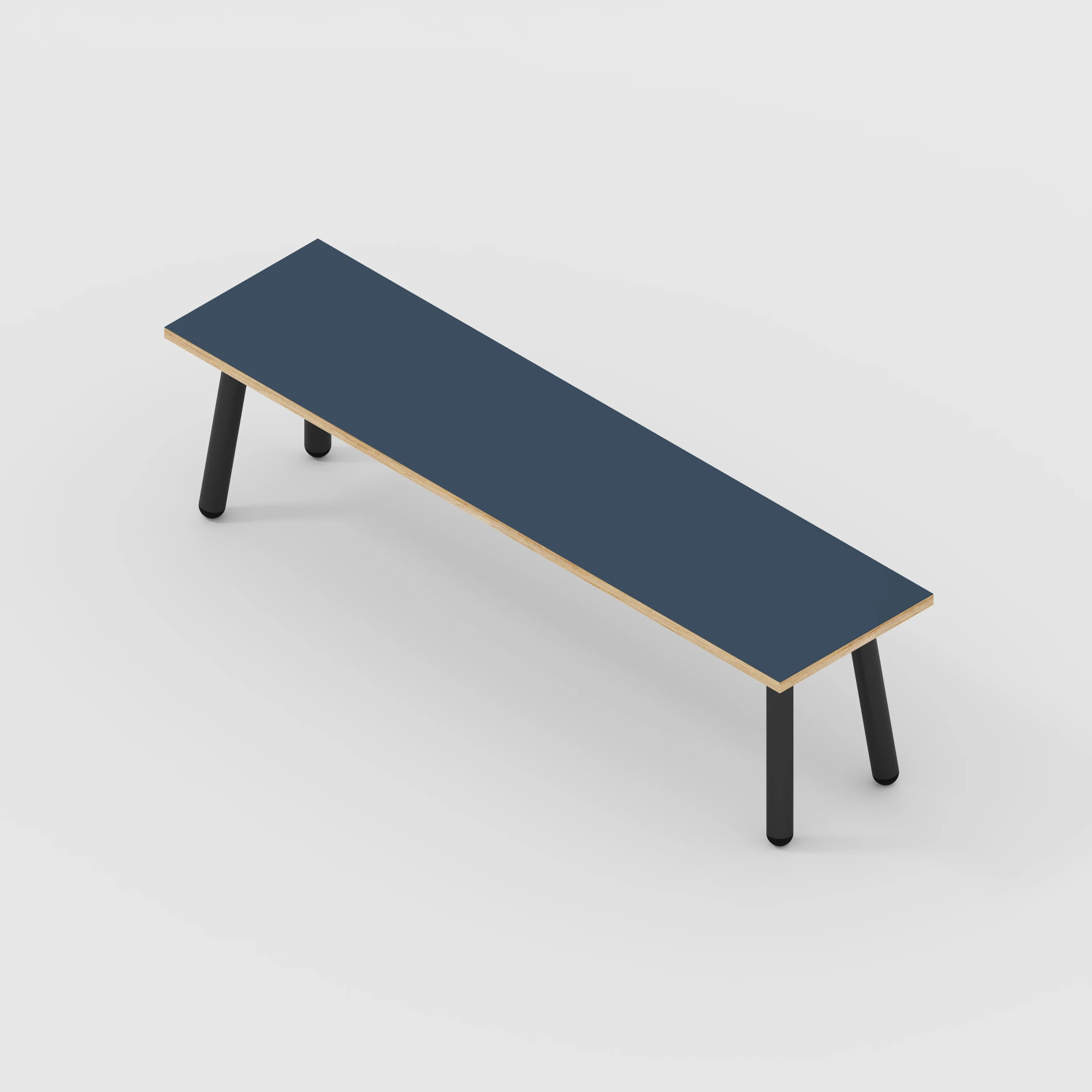 Plywood Bench Seat with Black Round Single Pin Legs - Formica Night Sea Blue - 1600(w) x 400(d) - Image 3