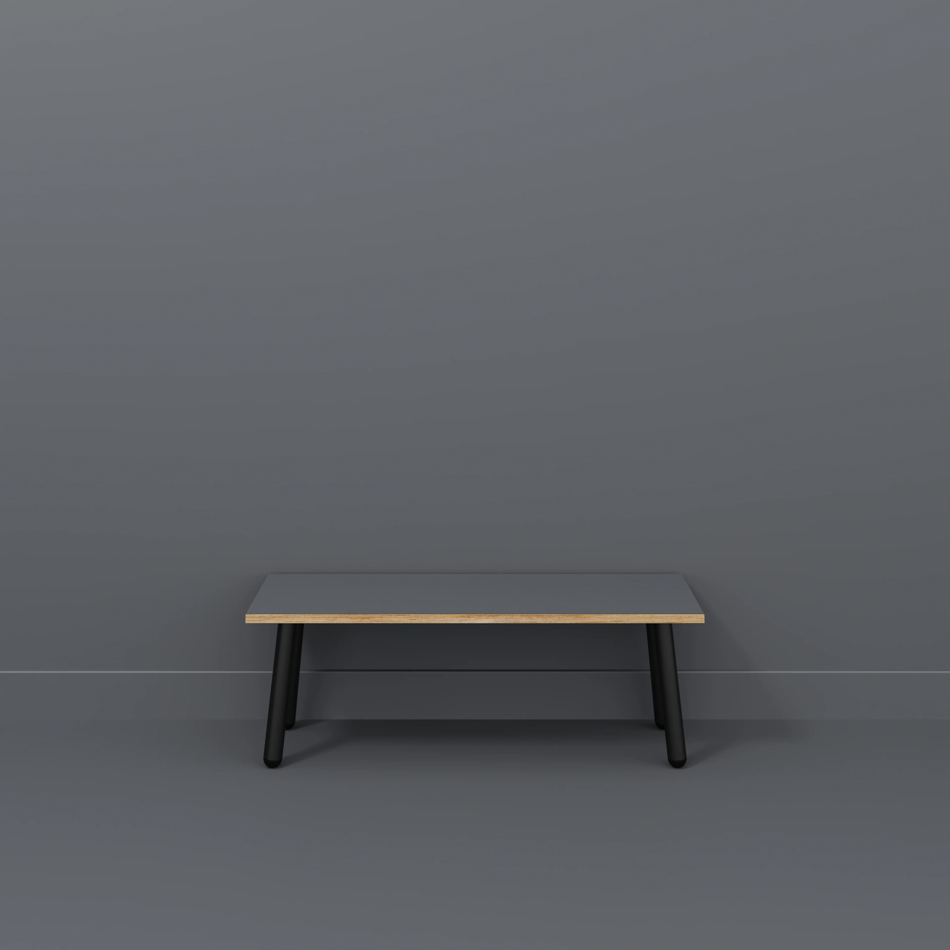 Plywood Bench Seat with Black Round Single Pin Legs - Formica Tornado Grey - 1200(w) x 400(d) - Image 2