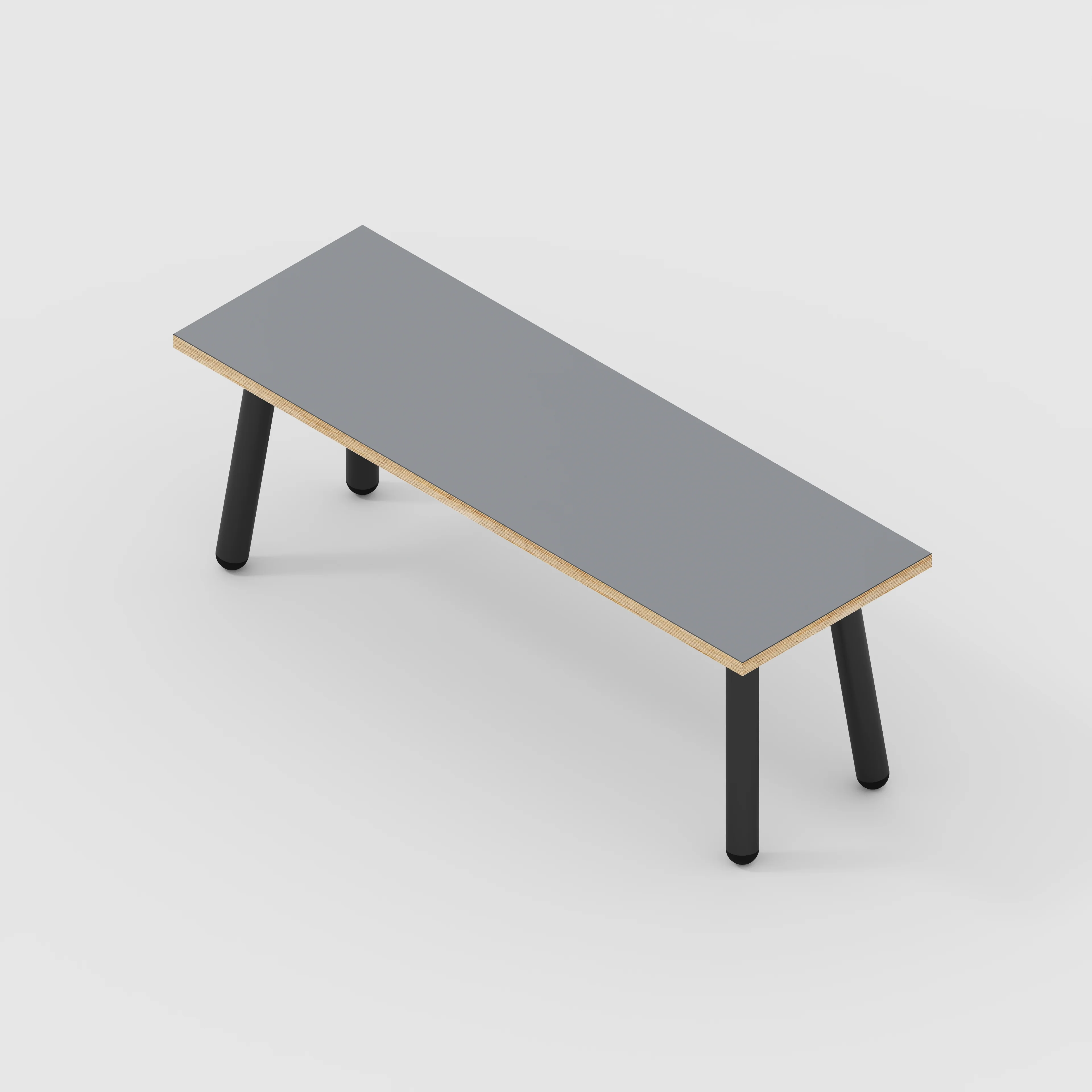Plywood Bench Seat with Black Round Single Pin Legs - Formica Tornado Grey - 1200(w) x 400(d) - Image 3