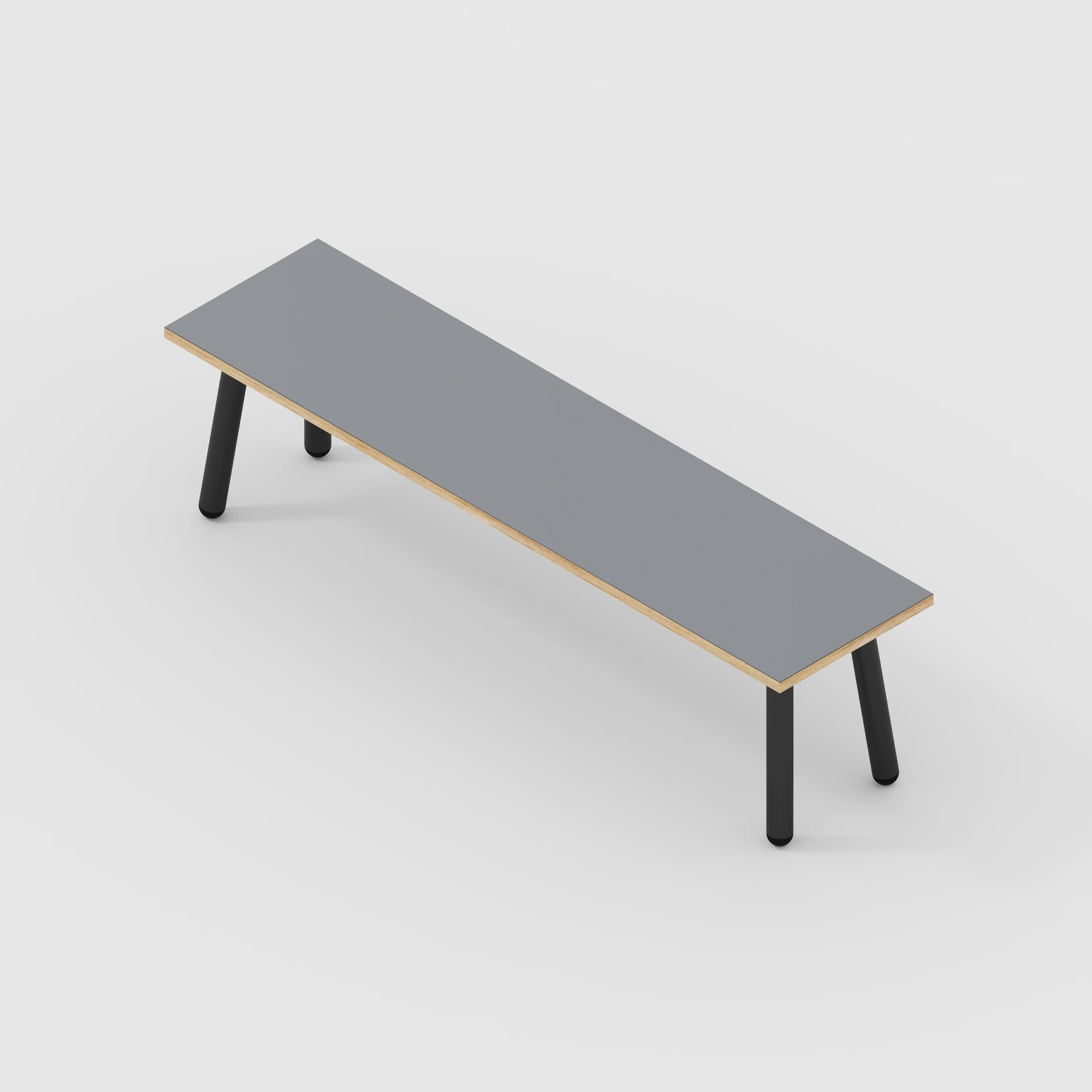 Plywood Bench Seat with Black Round Single Pin Legs - Formica Tornado Grey - 1600(w) x 400(d) - Image 3