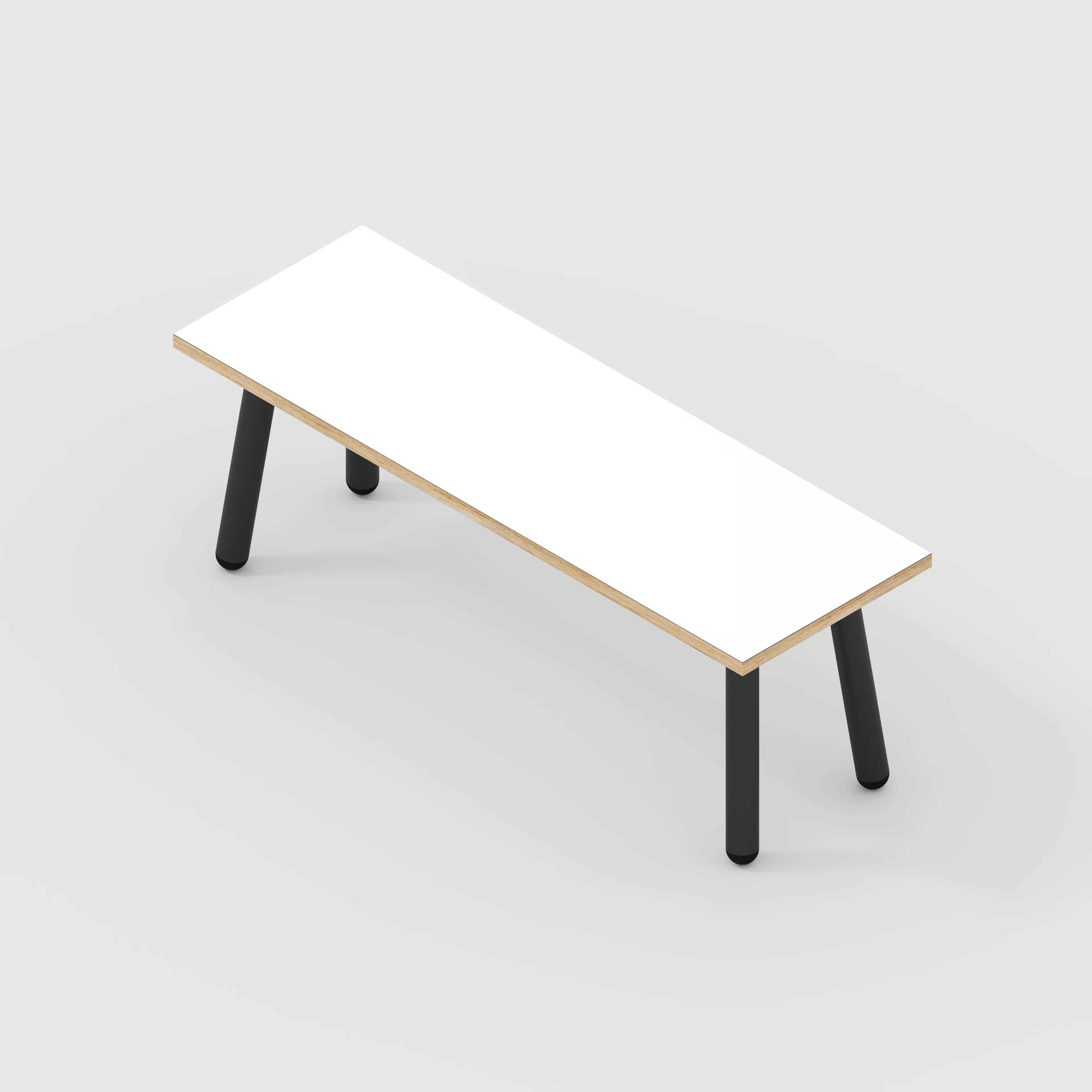 Plywood Bench Seat with Black Round Single Pin Legs - Formica White - 1200(w) x 400(d) - Image 3