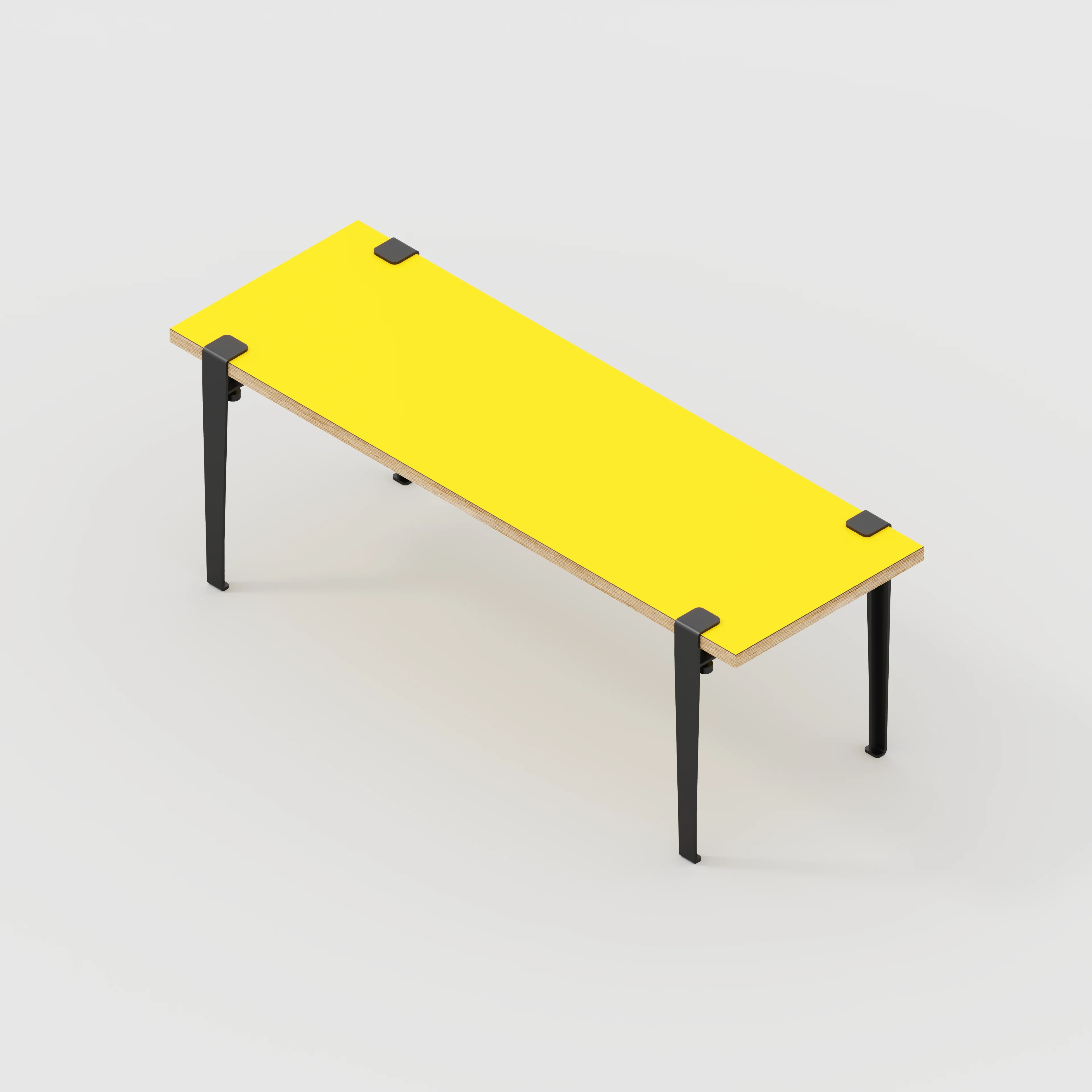 Plywood Bench Seat with Black Tiptoe Legs - Formica Chrome Yellow - 1200(w) x 400(d) x 450(h) - Image 5