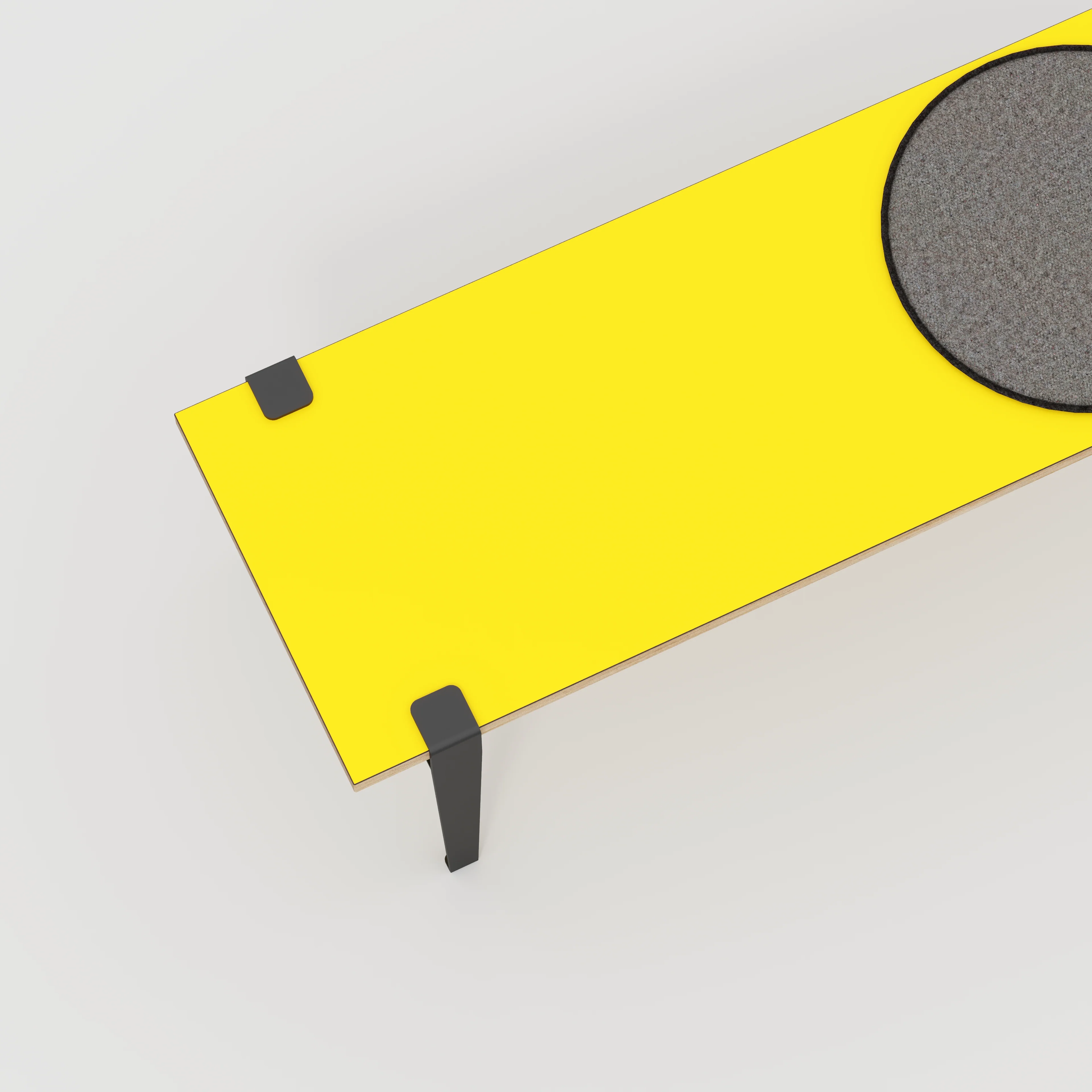 Plywood Bench Seat with Black Tiptoe Legs - Formica Chrome Yellow - 1600(w) x 400(d) x 450(h) - Image 3