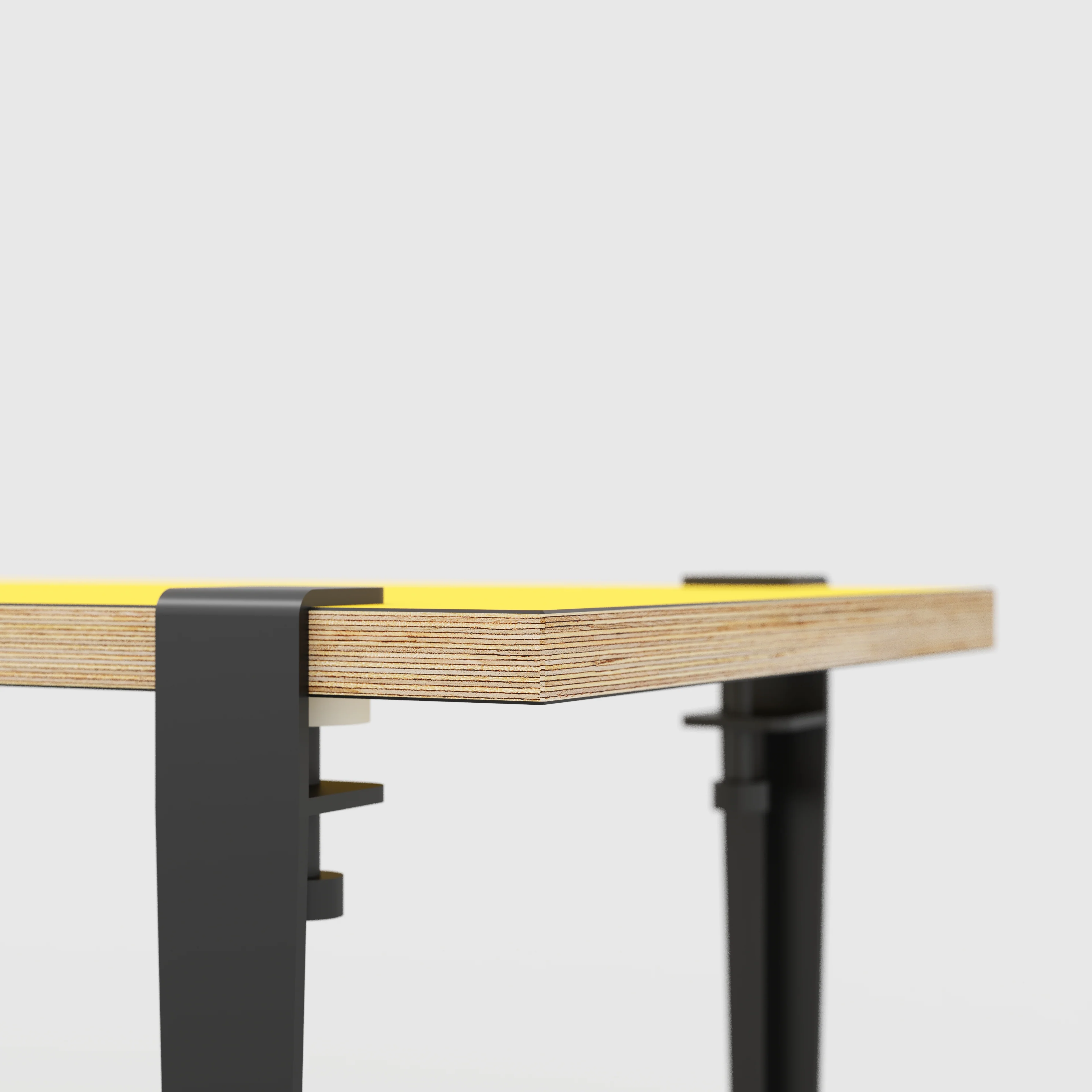 Plywood Bench Seat with Black Tiptoe Legs - Formica Chrome Yellow - 1600(w) x 400(d) x 450(h) - Image 4