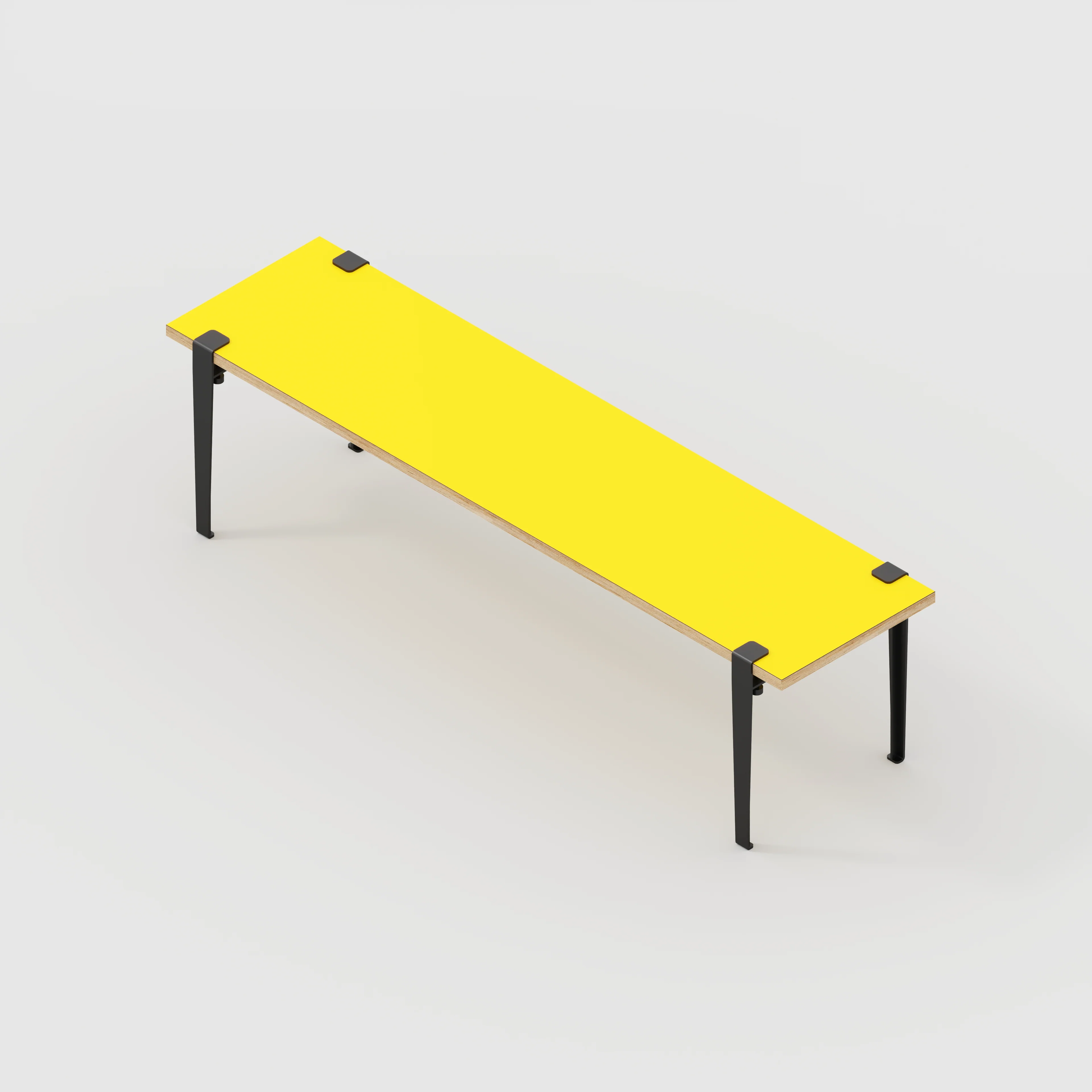 Plywood Bench Seat with Black Tiptoe Legs - Formica Chrome Yellow - 1600(w) x 400(d) x 450(h) - Image 5