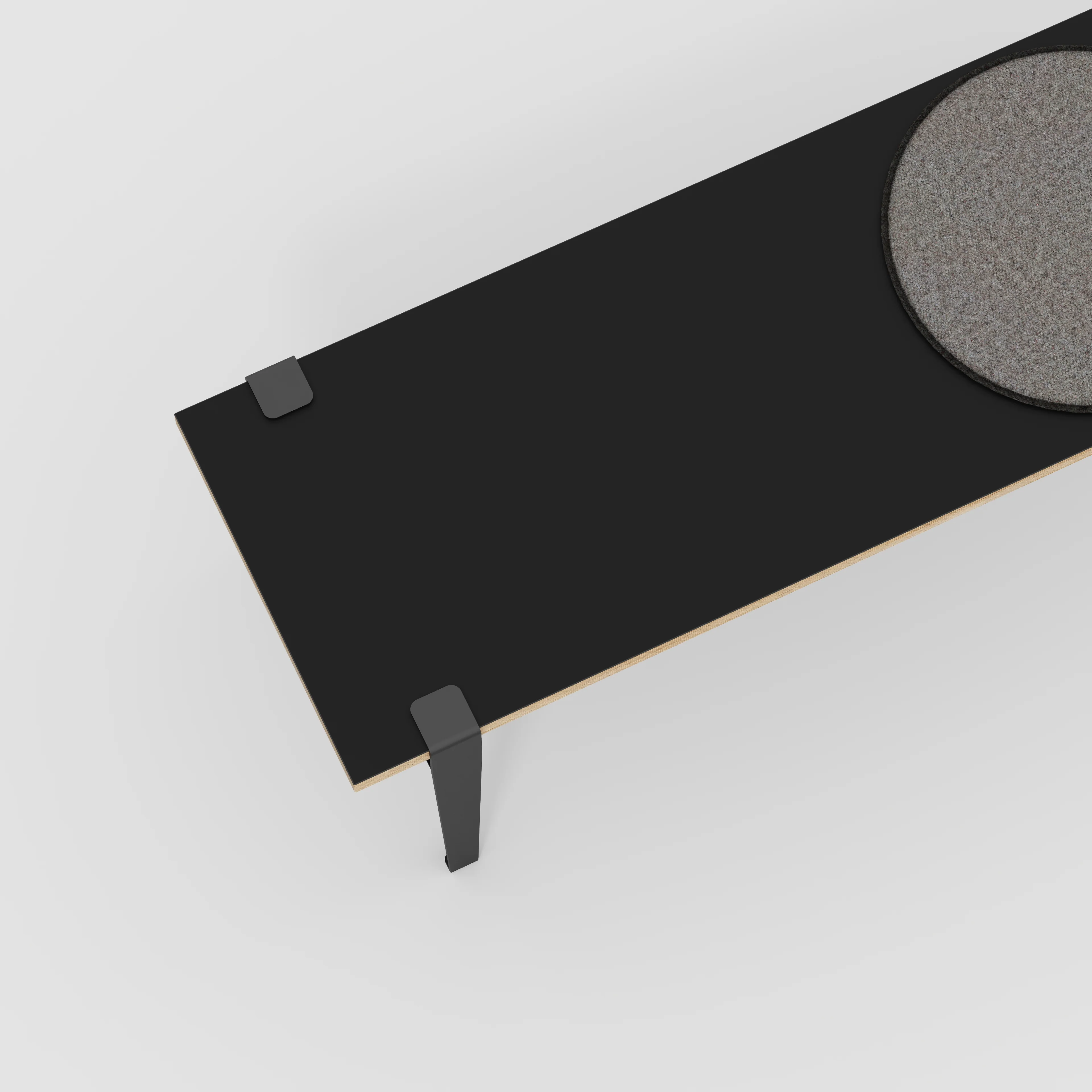 Plywood Bench Seat with Black Tiptoe Legs - Formica Diamond Black - 1200(w) x 400(d) x 450(h) - Image 3