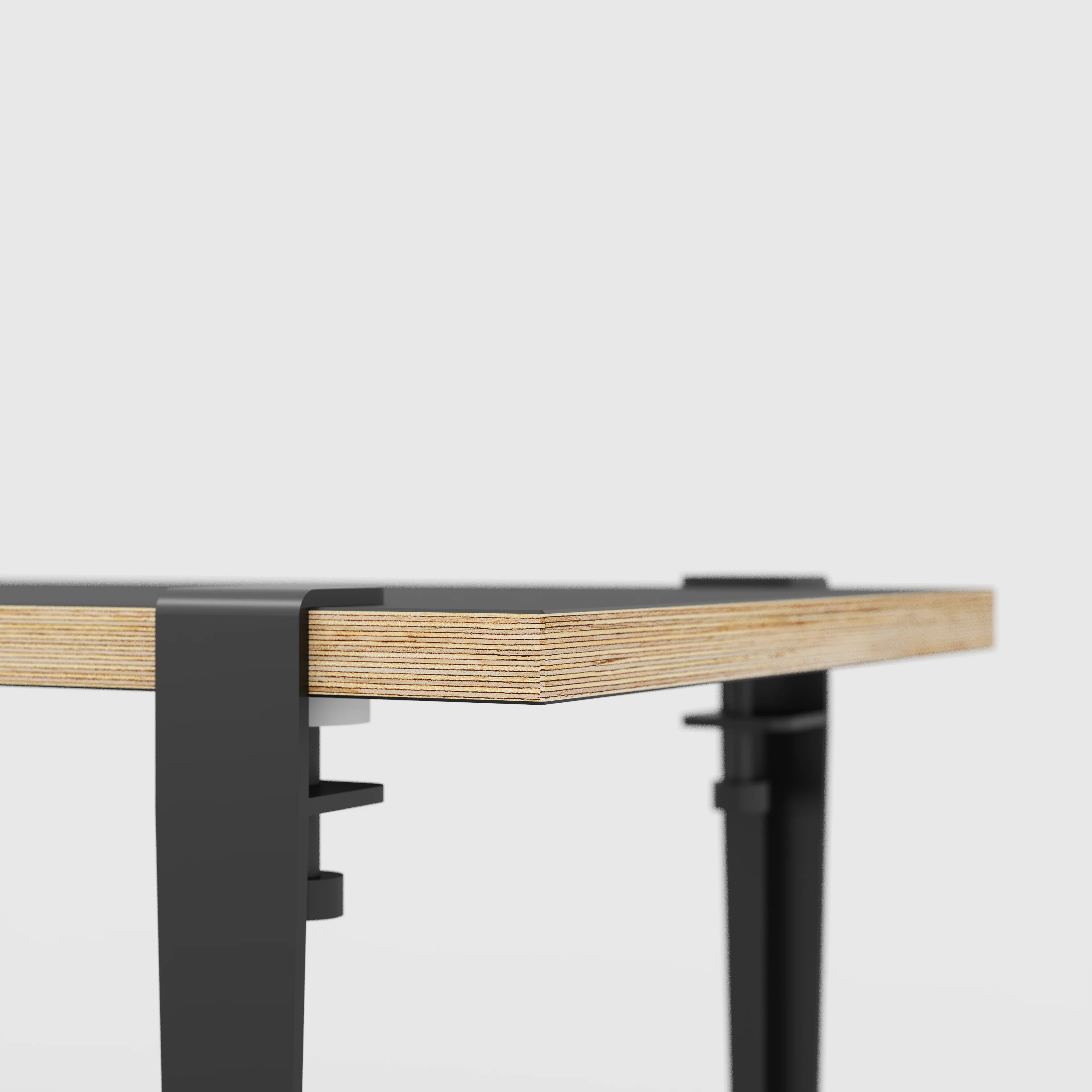 Plywood Bench Seat with Black Tiptoe Legs - Formica Diamond Black - 1200(w) x 400(d) x 450(h) - Image 4