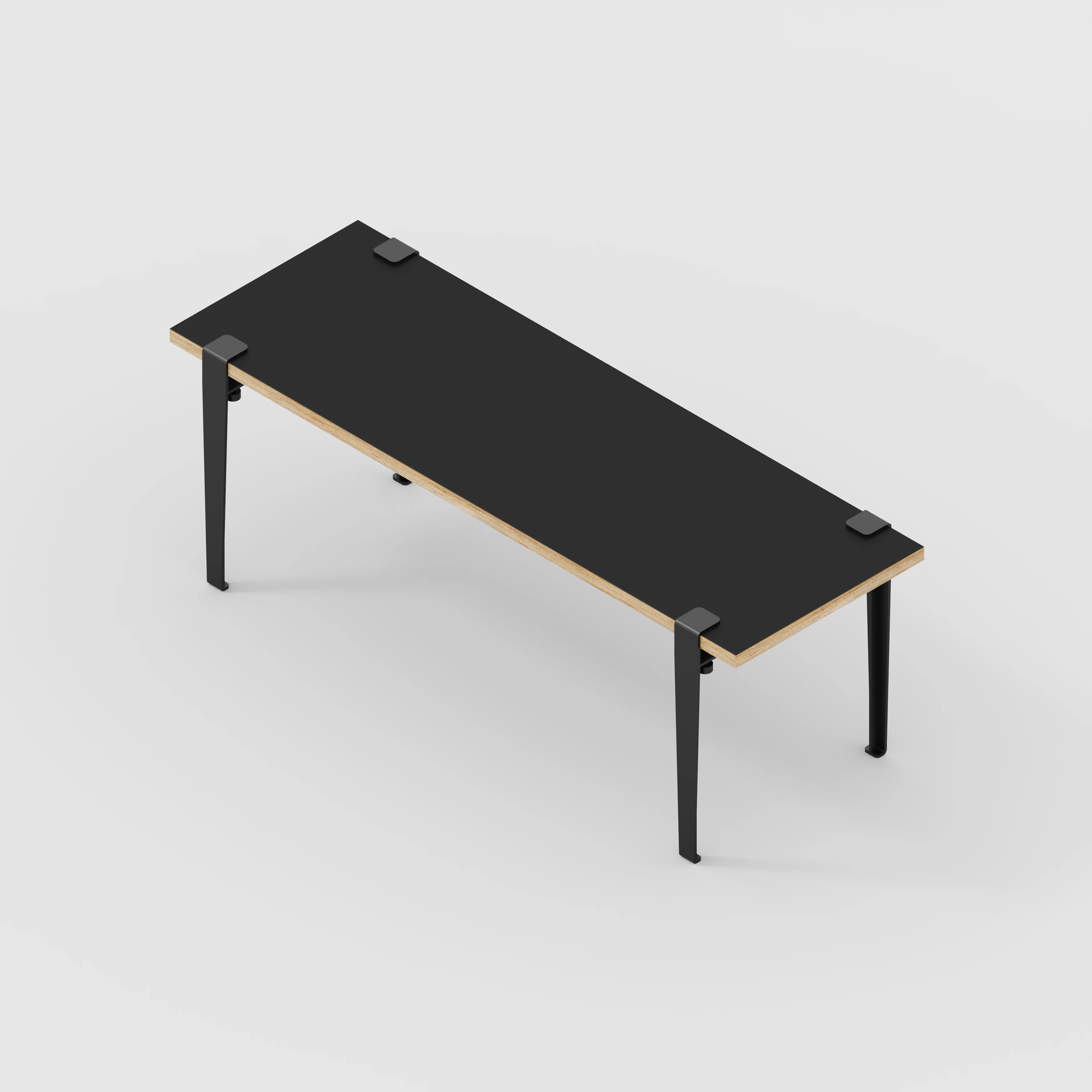 Plywood Bench Seat with Black Tiptoe Legs - Formica Diamond Black - 1200(w) x 400(d) x 450(h) - Image 5