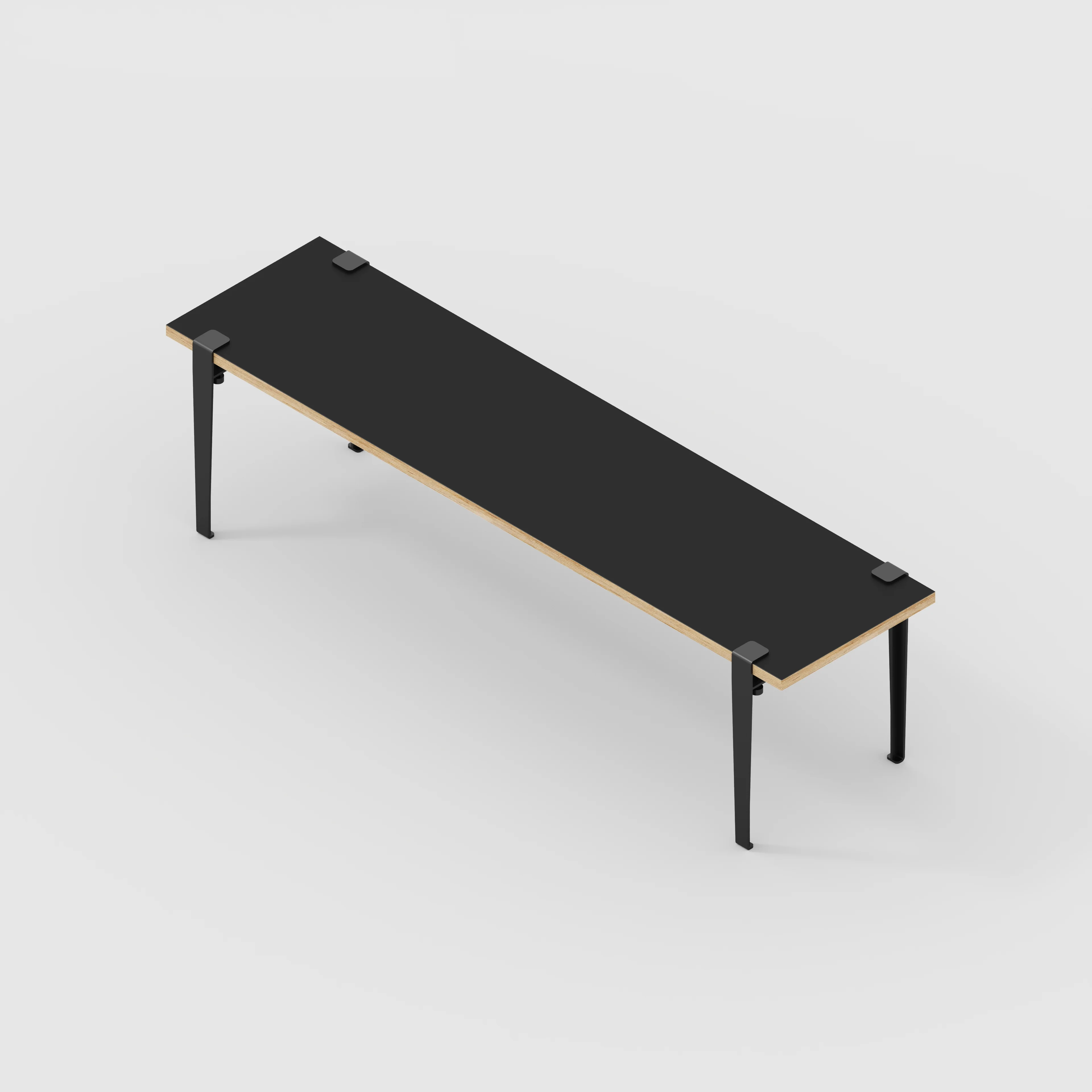 Plywood Bench Seat with Black Tiptoe Legs - Formica Diamond Black - 1600(w) x 400(d) x 450(h) - Image 5