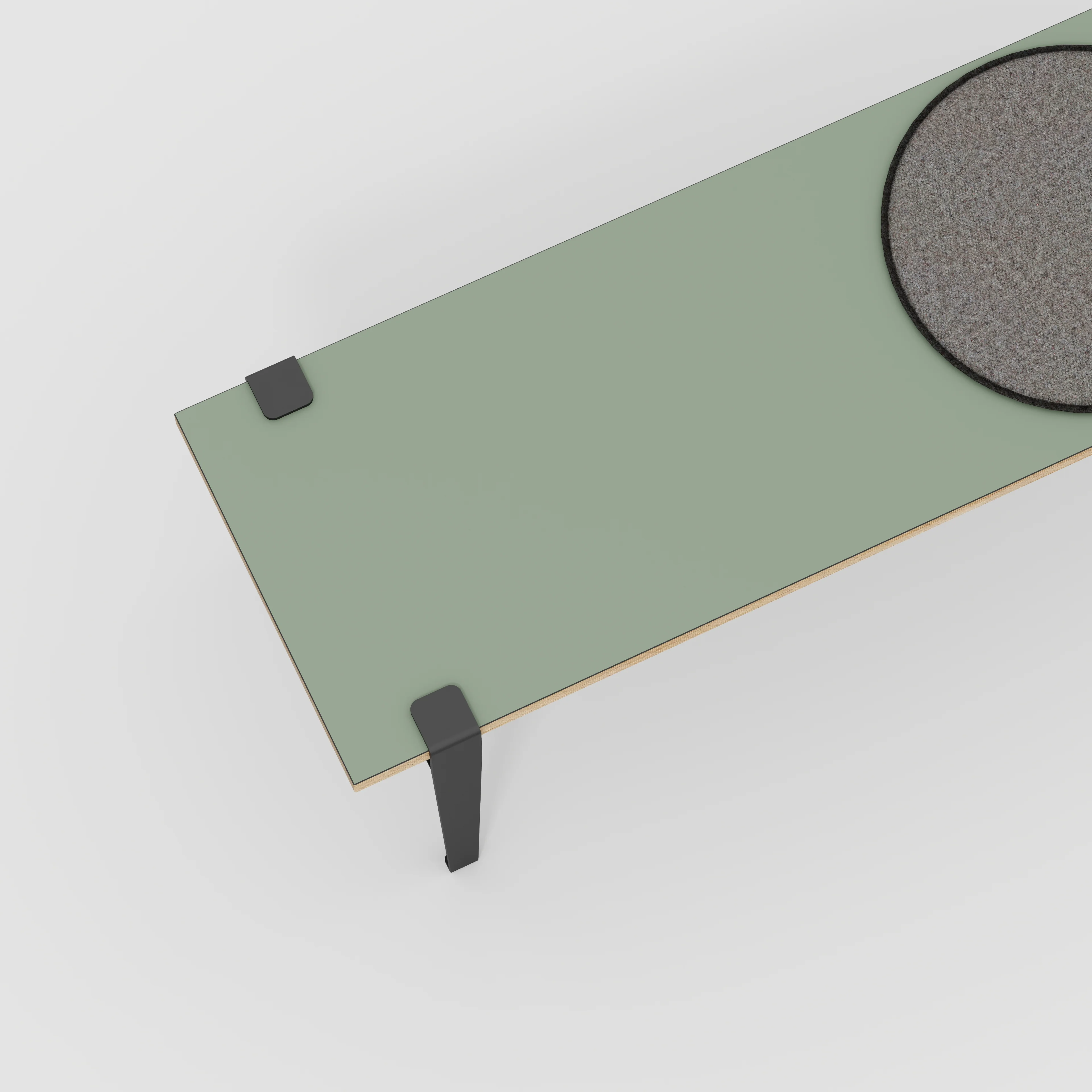 Plywood Bench Seat with Black Tiptoe Legs - Formica Green Slate - 1200(w) x 400(d) x 450(h) - Image 3