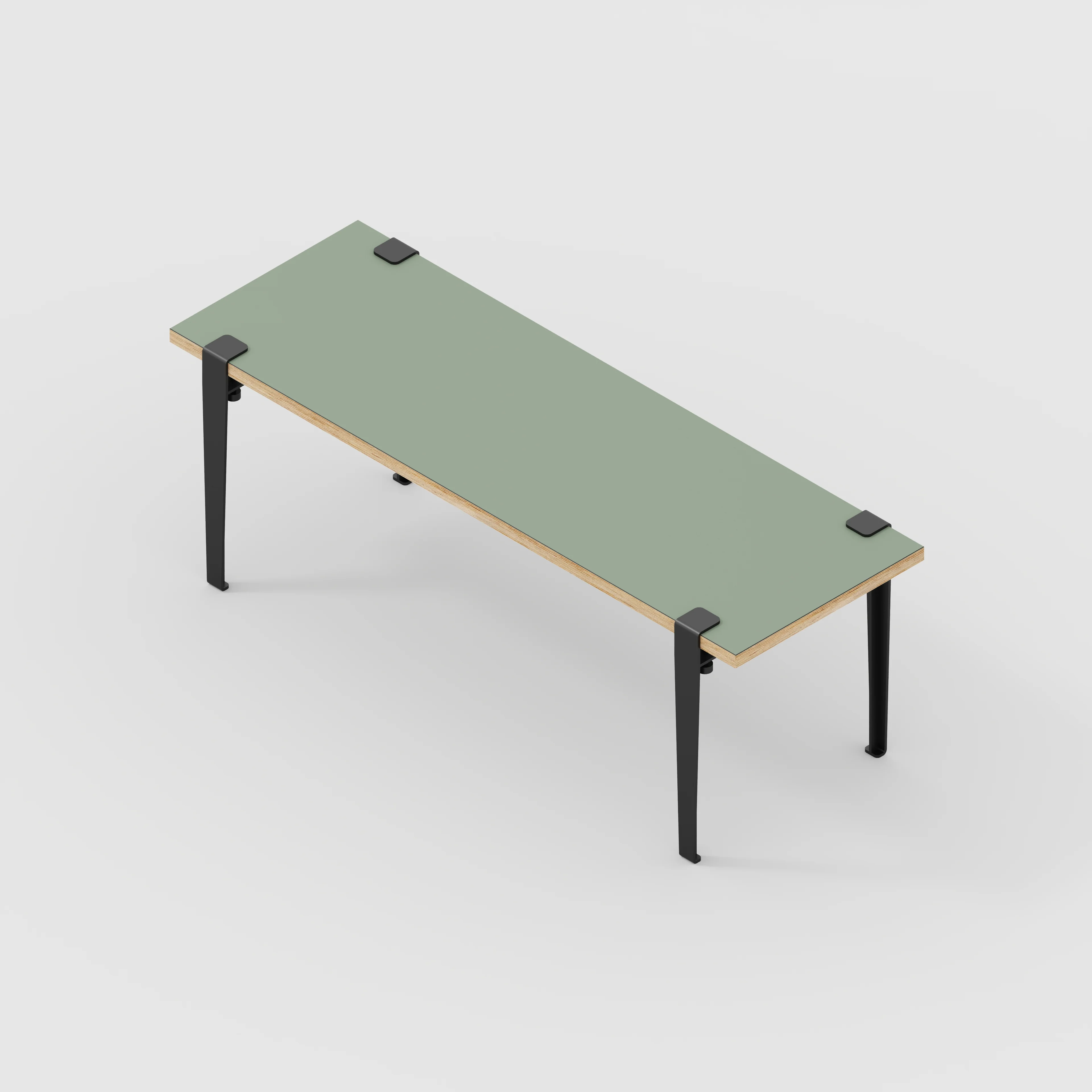 Plywood Bench Seat with Black Tiptoe Legs - Formica Green Slate - 1200(w) x 400(d) x 450(h) - Image 5