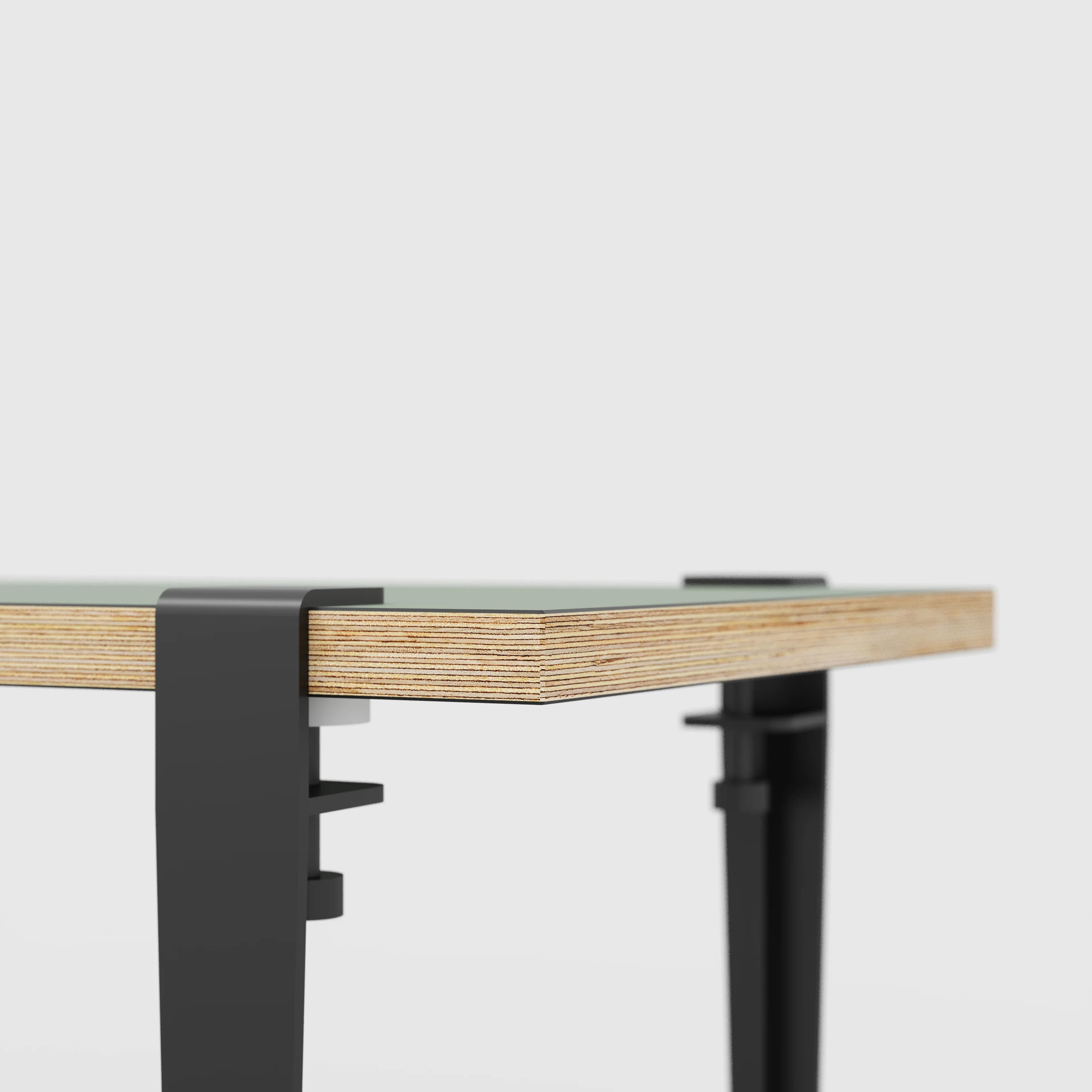 Plywood Bench Seat with Black Tiptoe Legs - Formica Green Slate - 1600(w) x 400(d) x 450(h) - Image 4