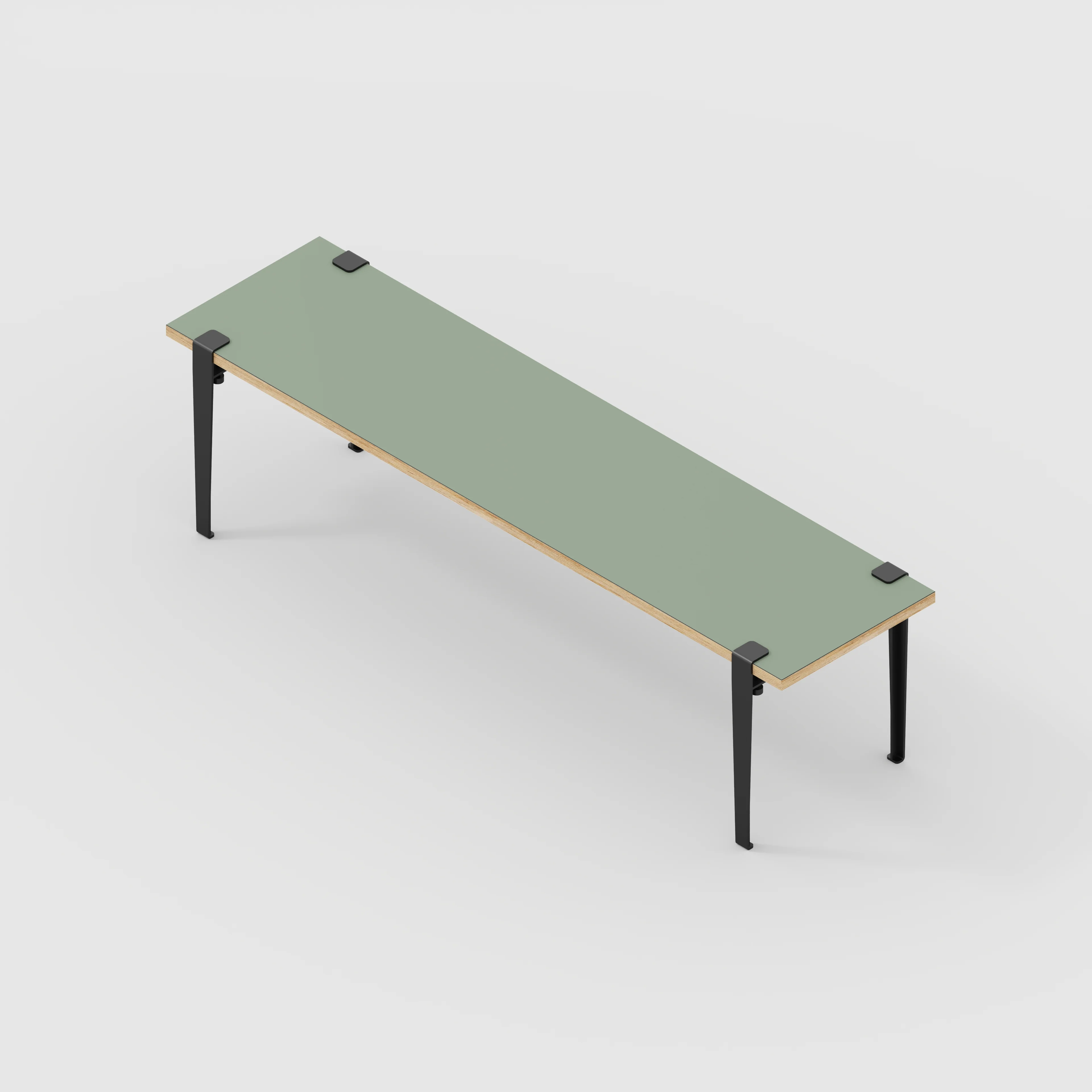 Plywood Bench Seat with Black Tiptoe Legs - Formica Green Slate - 1600(w) x 400(d) x 450(h) - Image 5