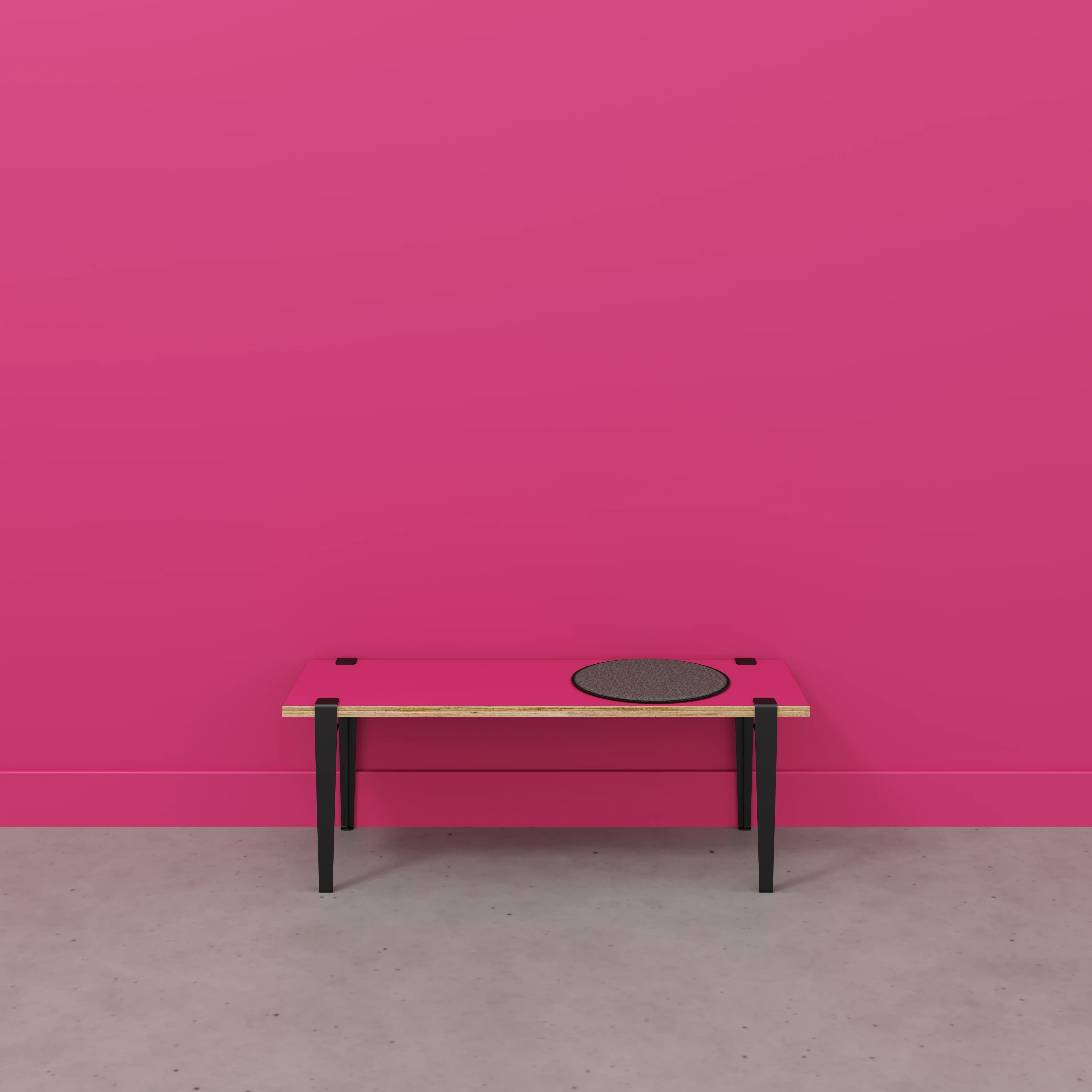 Plywood Bench Seat with Black Tiptoe Legs - Formica Juicy Pink - 1200(w) x 400(d) x 450(h) - Image 2
