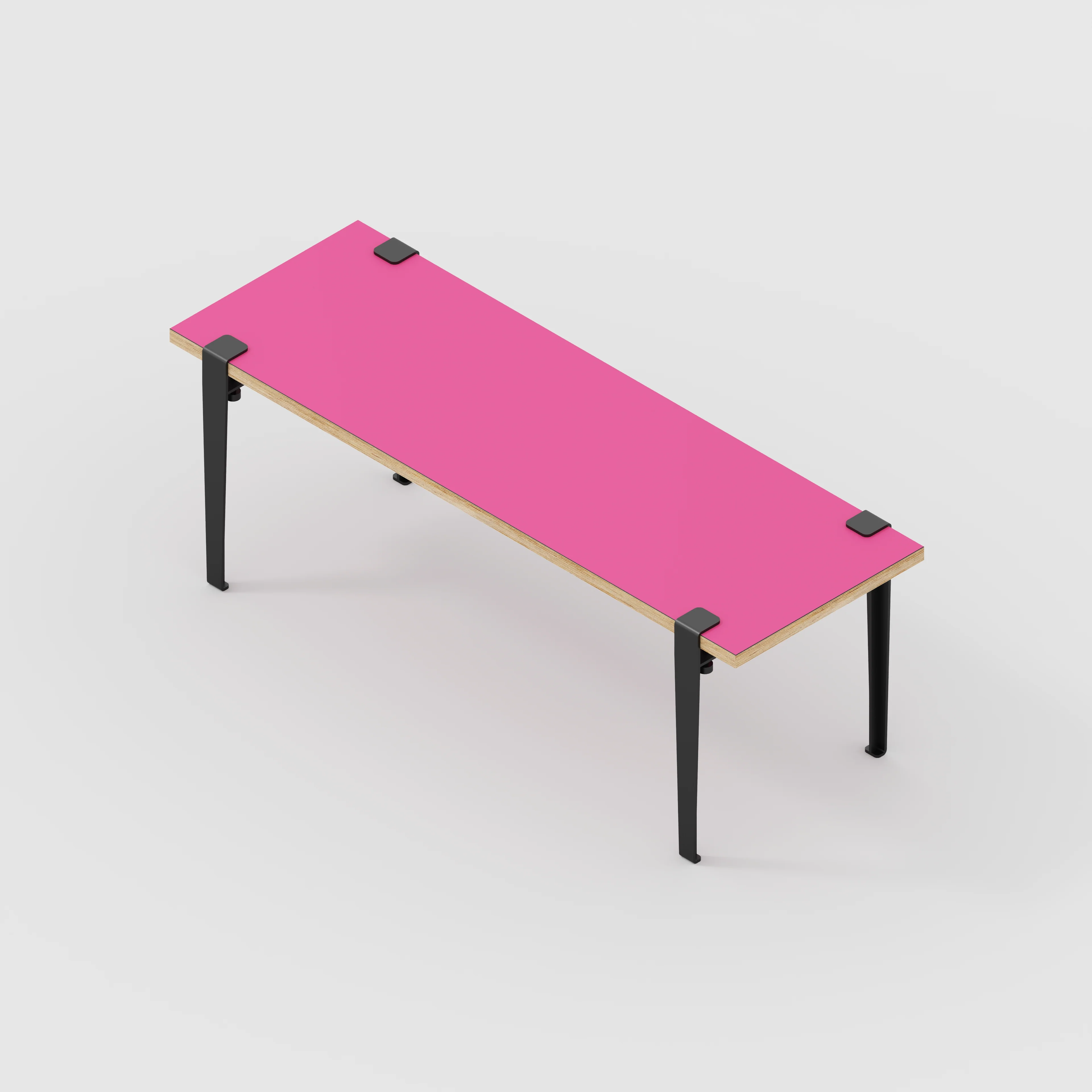 Plywood Bench Seat with Black Tiptoe Legs - Formica Juicy Pink - 1200(w) x 400(d) x 450(h) - Image 5