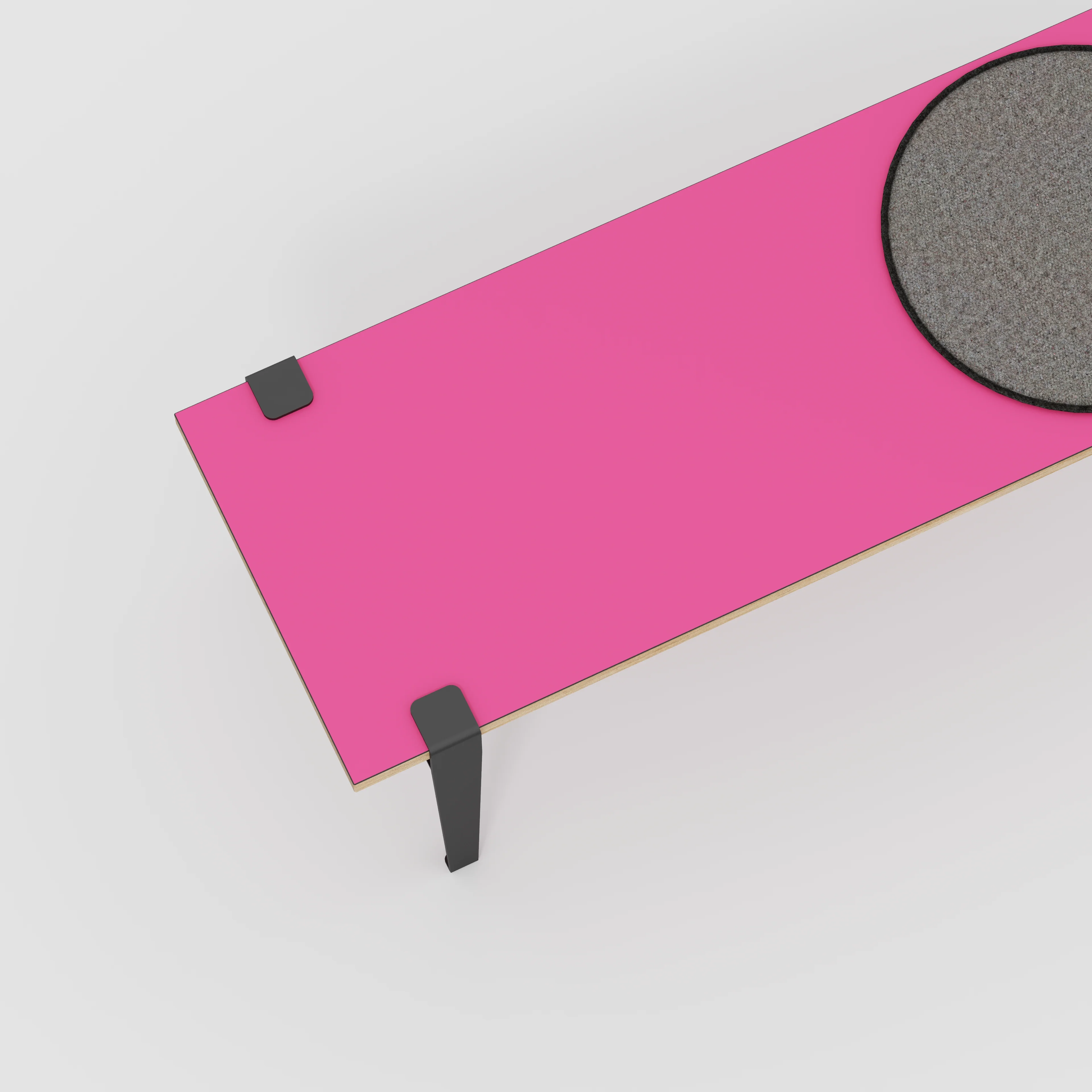 Plywood Bench Seat with Black Tiptoe Legs - Formica Juicy Pink - 1600(w) x 400(d) x 450(h) - Image 3