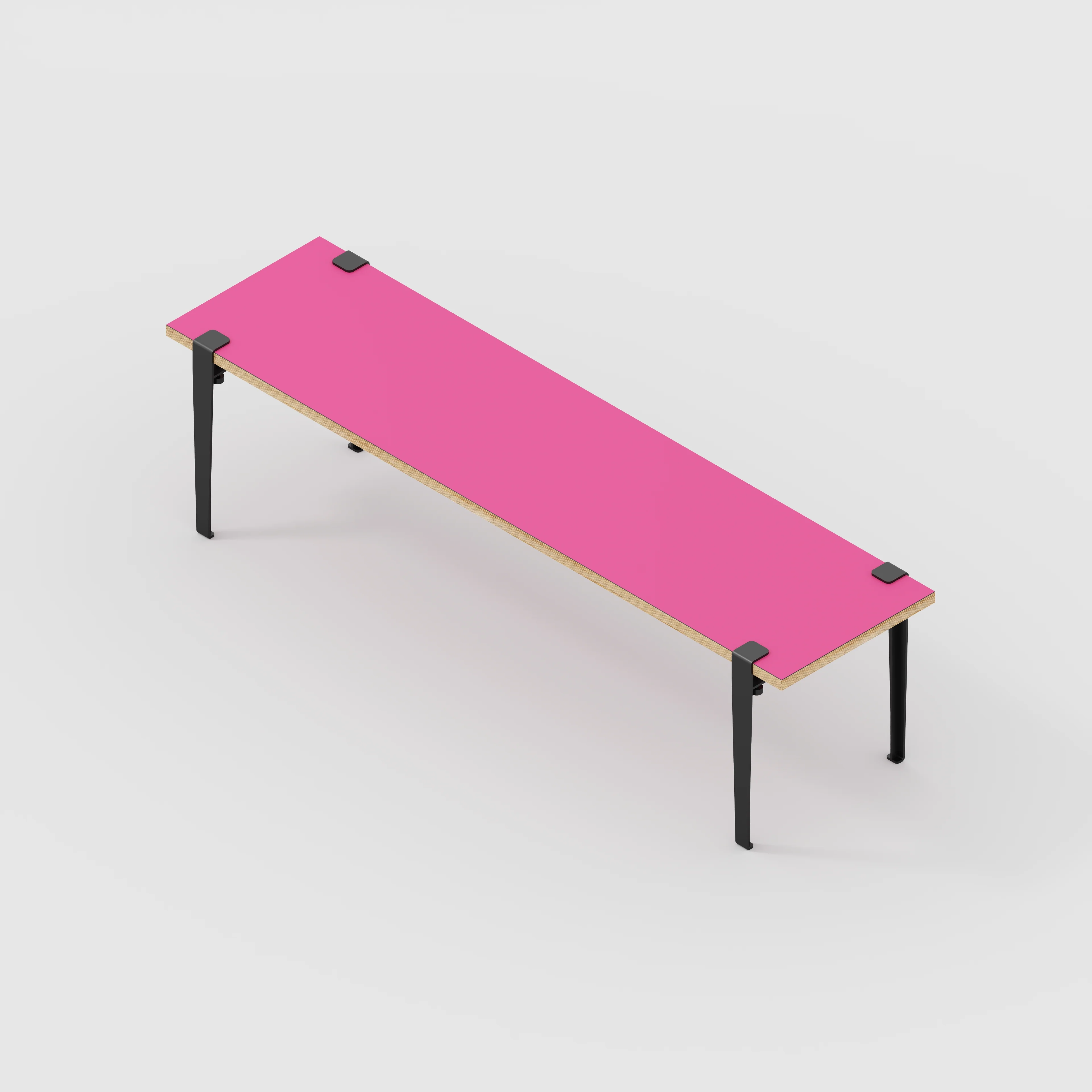 Plywood Bench Seat with Black Tiptoe Legs - Formica Juicy Pink - 1600(w) x 400(d) x 450(h) - Image 5