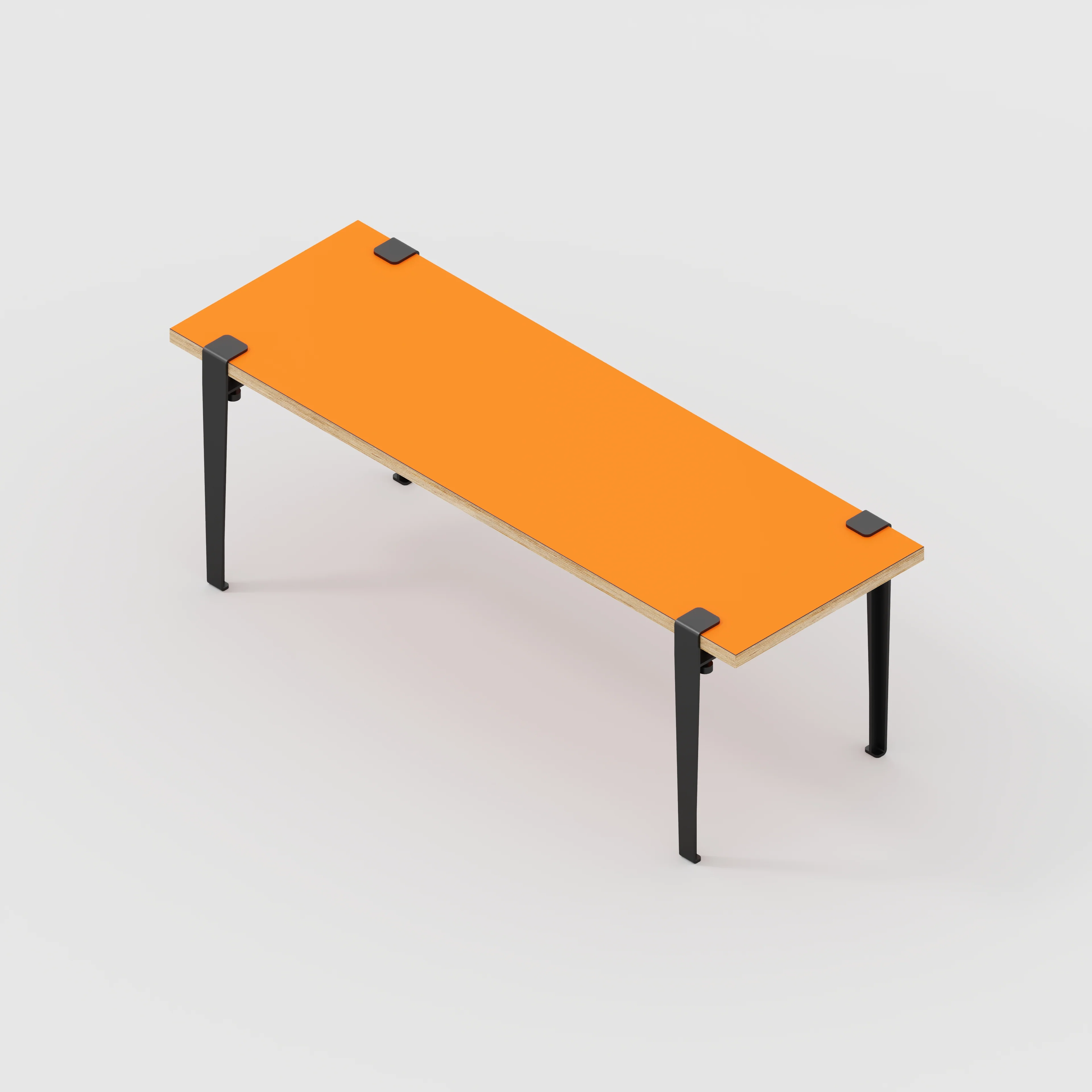 Plywood Bench Seat with Black Tiptoe Legs - Formica Levante Orange - 1200(w) x 400(d) x 450(h) - Image 5