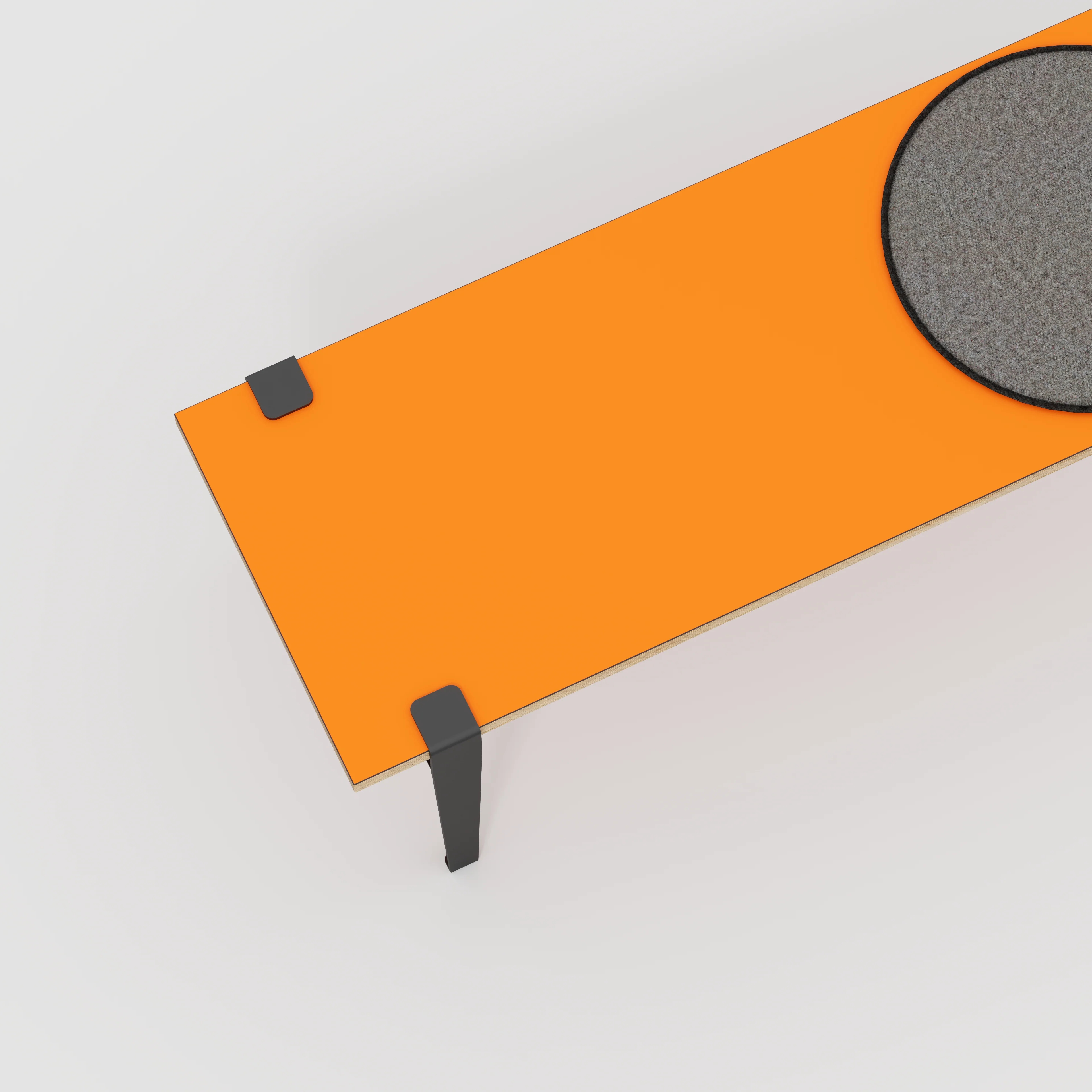 Plywood Bench Seat with Black Tiptoe Legs - Formica Levante Orange - 1600(w) x 400(d) x 450(h) - Image 3