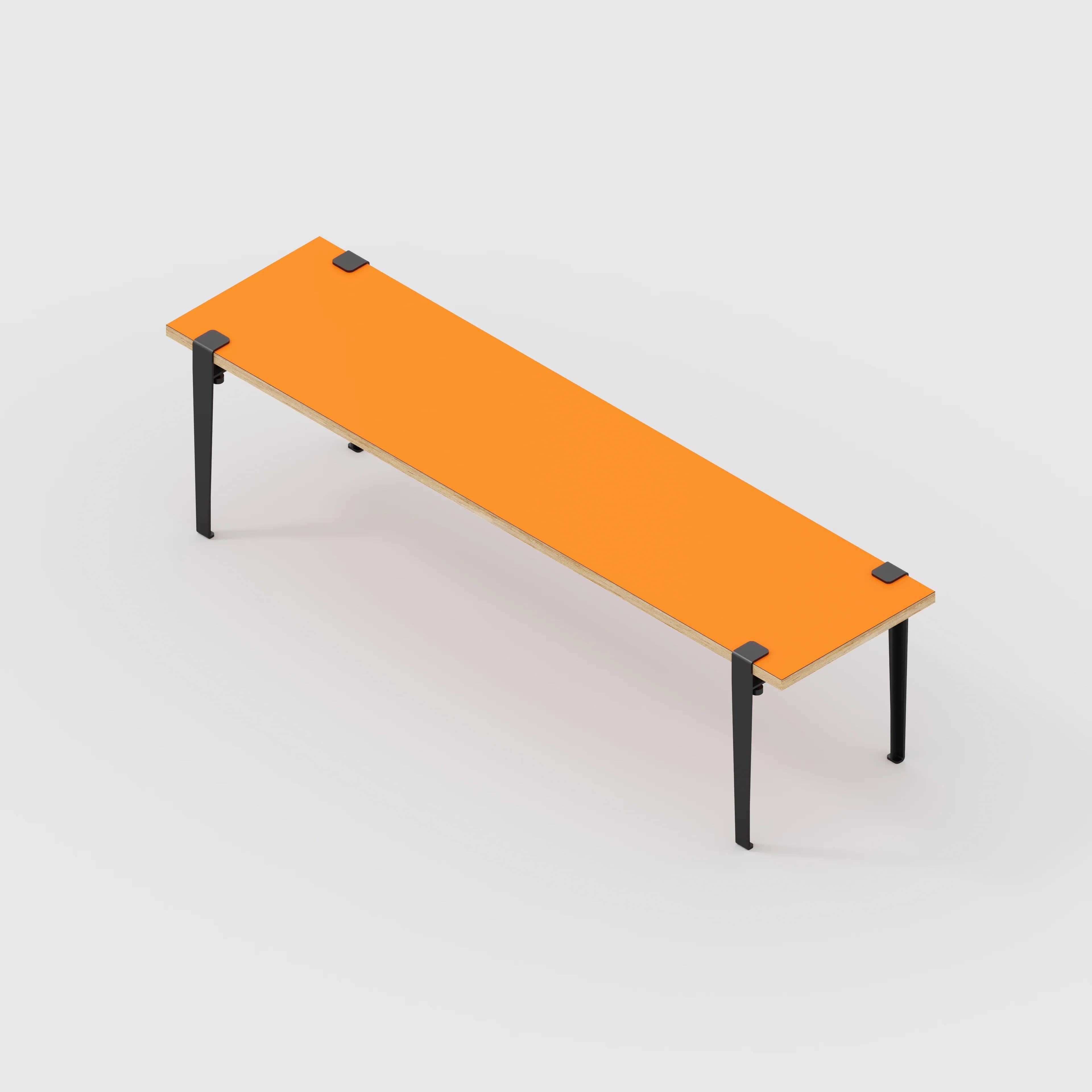 Plywood Bench Seat with Black Tiptoe Legs - Formica Levante Orange - 1600(w) x 400(d) x 450(h) - Image 5