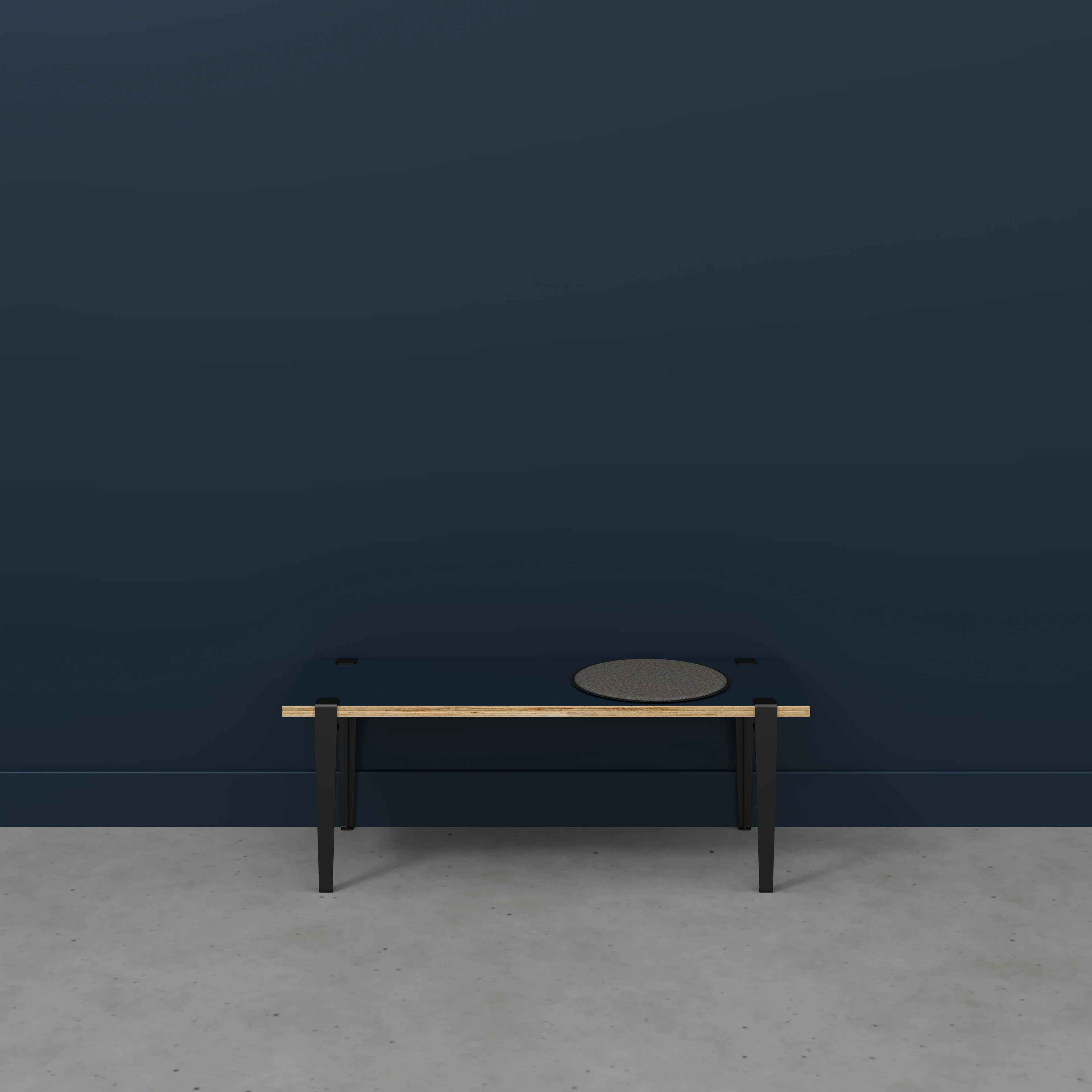 Plywood Bench Seat with Black Tiptoe Legs - Formica Night Sea Blue - 1200(w) x 400(d) x 450(h) - Image 2
